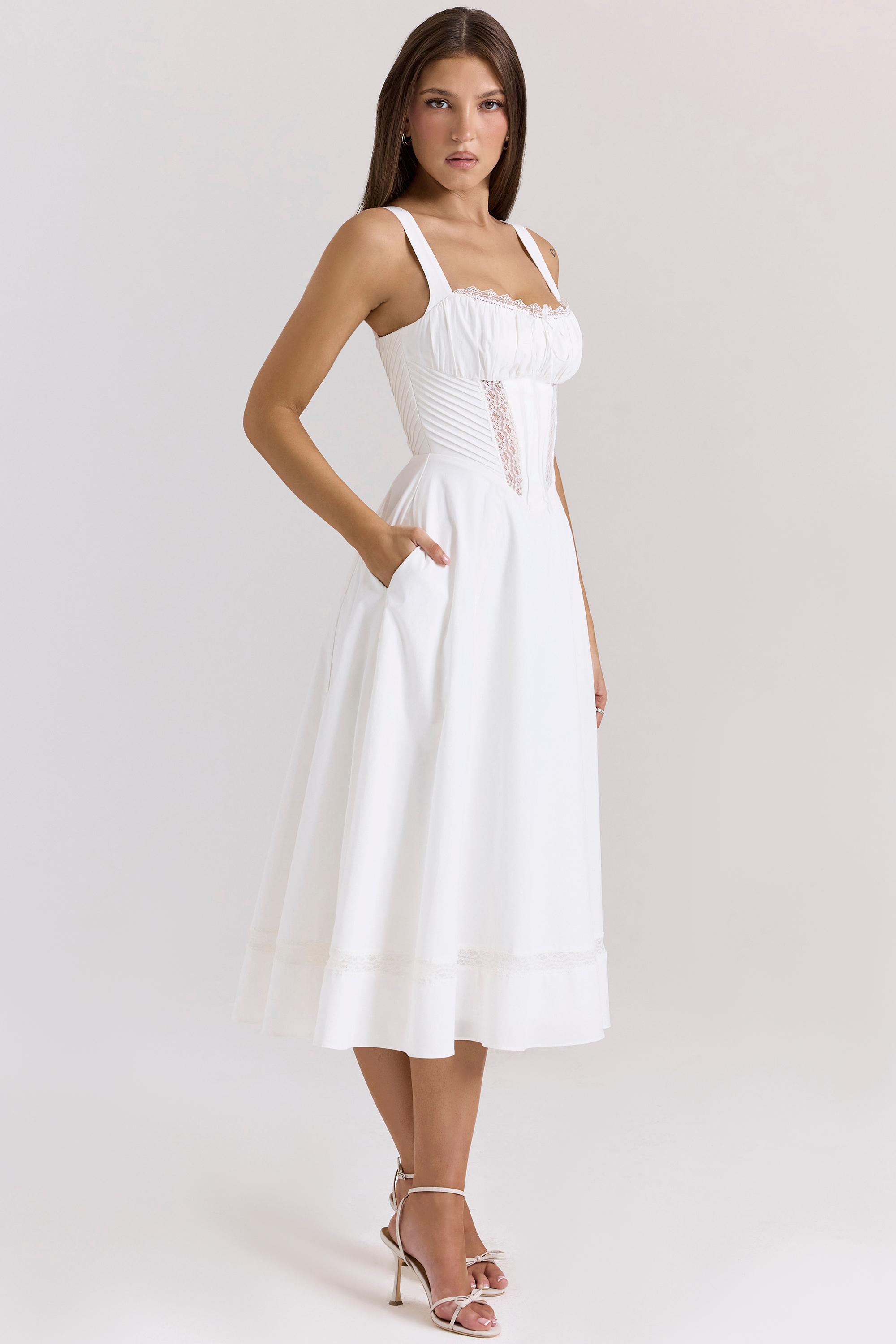 Kim  White Cotton Midi Sundress — image 5