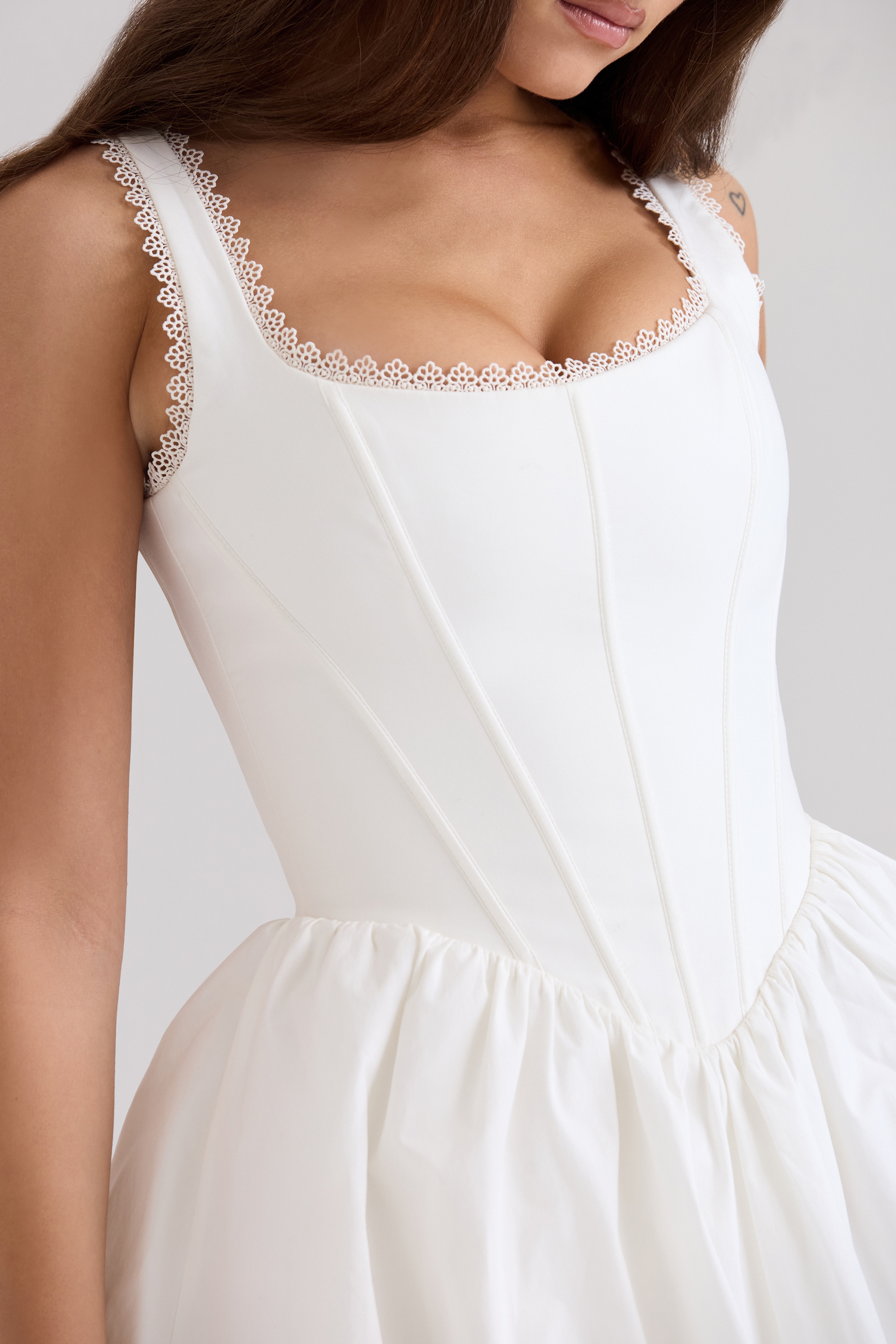 Letitia  White Stretch Cotton Mini Dress — image 6