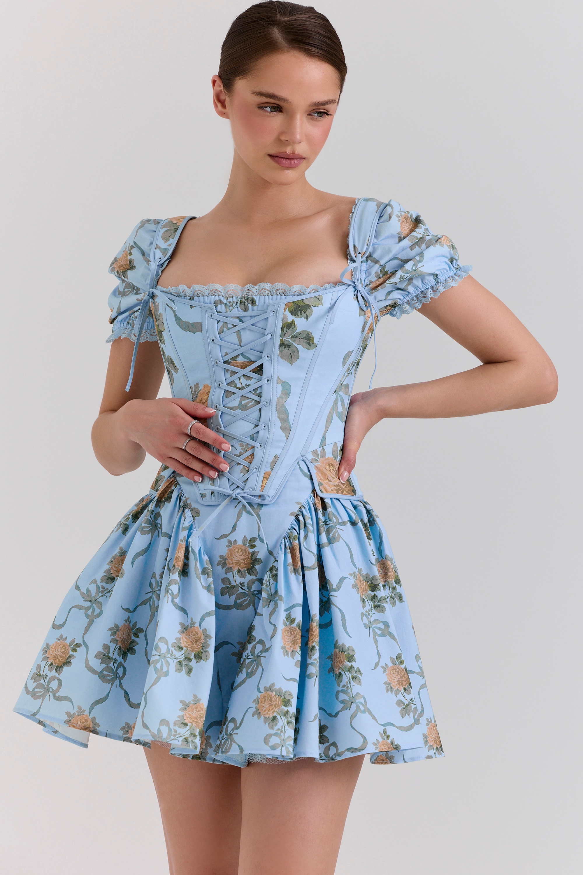 Callie  Blue Rose Reversible Cotton Corset Top — image 6
