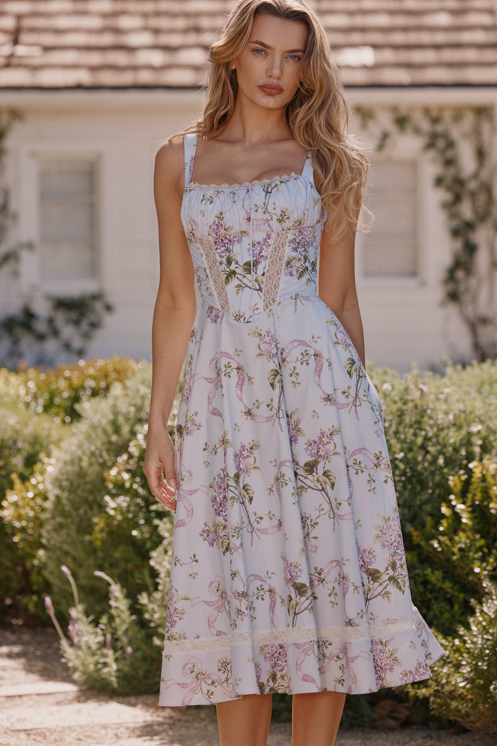Kim  Lilac Floral Cotton Midi Sundress — image 9