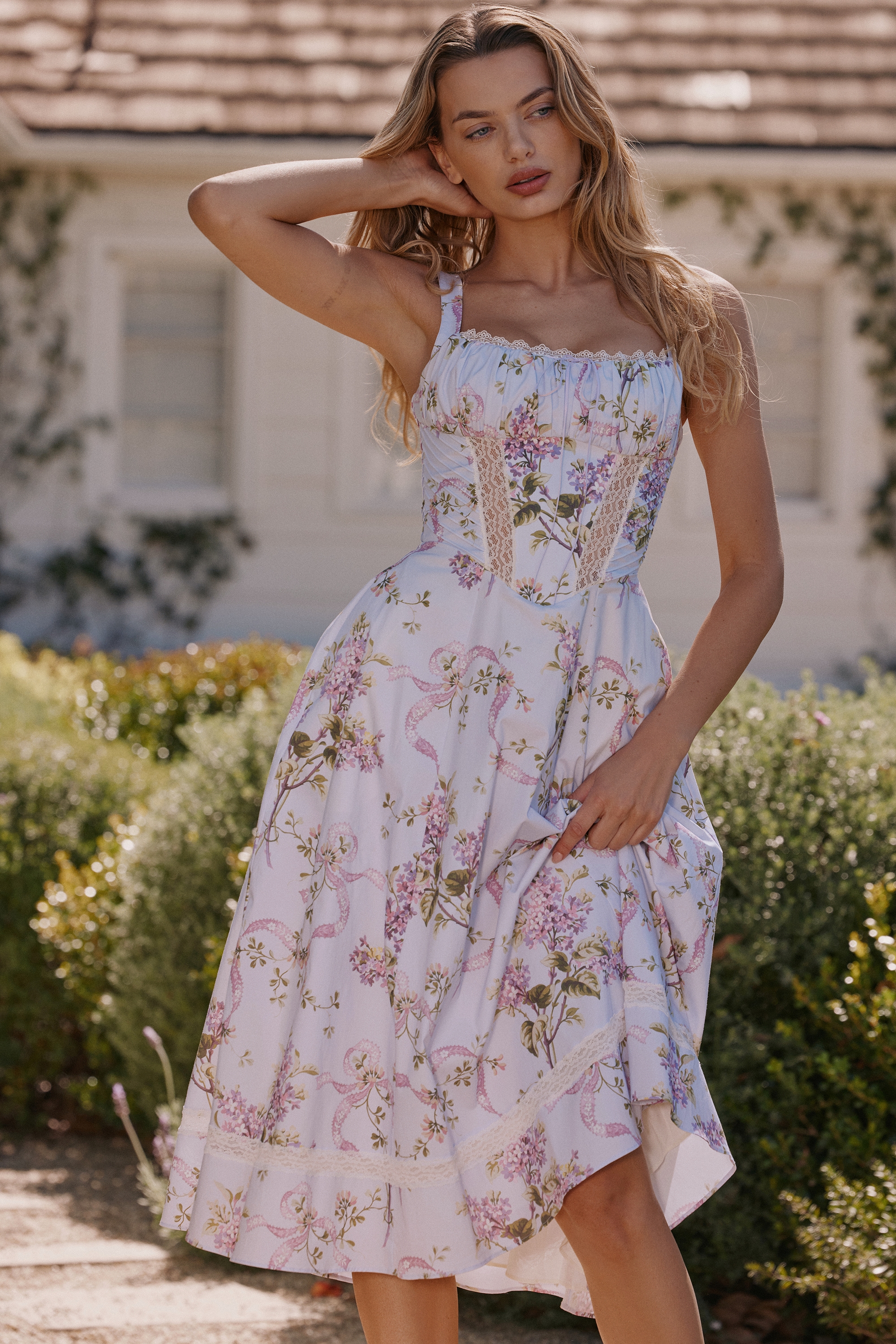 Kim  Lilac Floral Cotton Midi Sundress — image 2