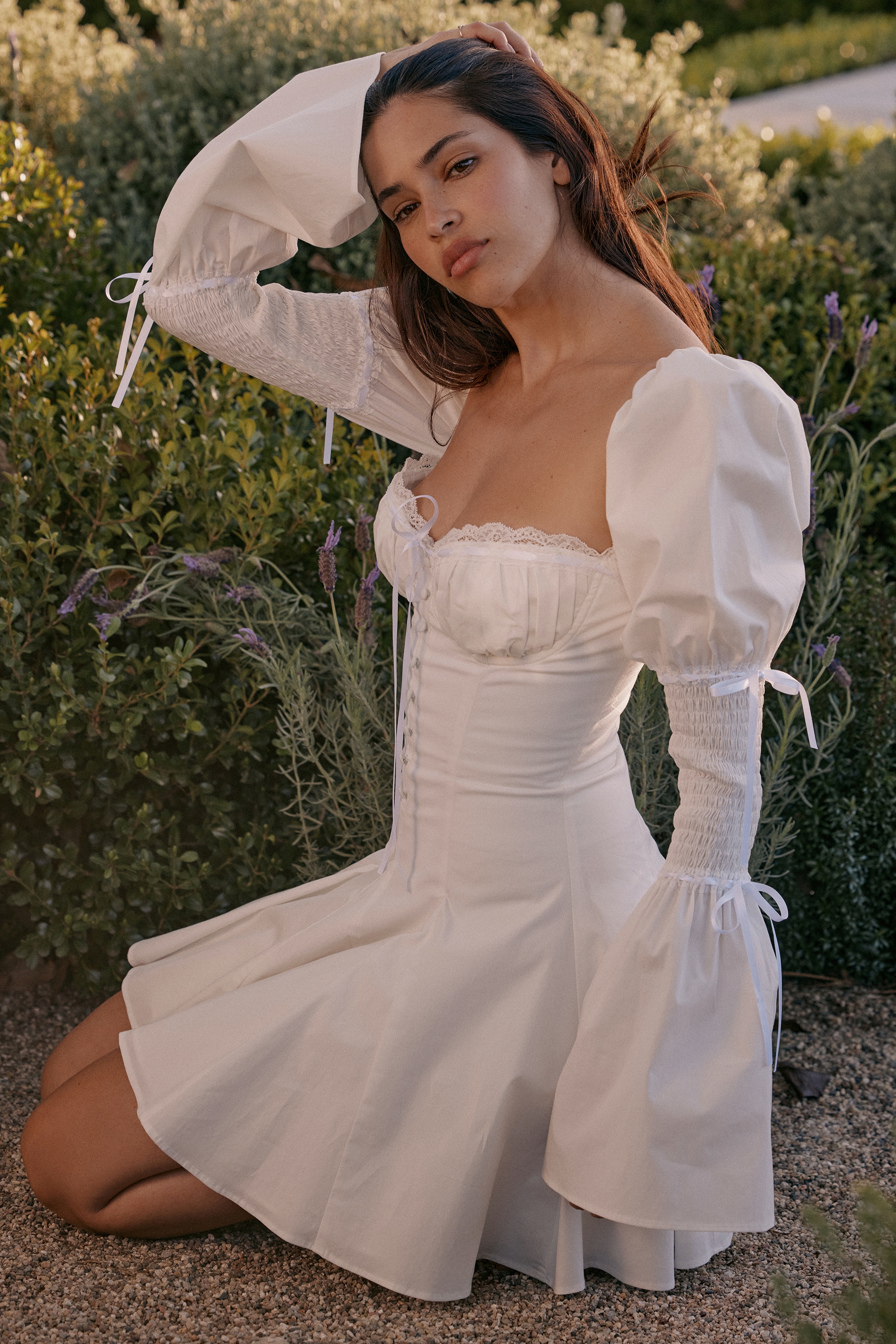 Ellerie  White Cotton Flute Sleeve Mini Dress — image 7