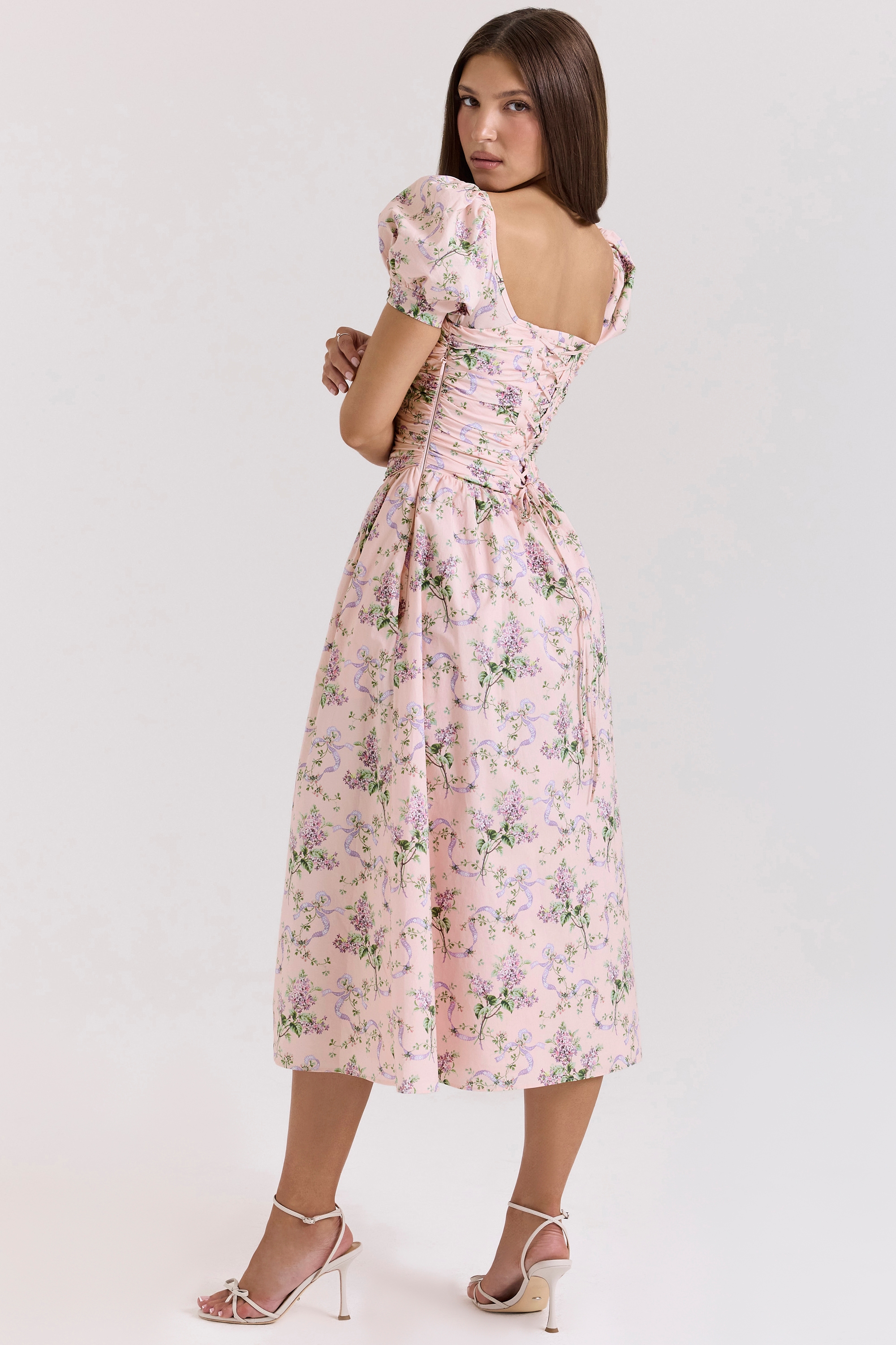 Lulabell  Pink Ribbon Print Cotton Midi Dress — image 6