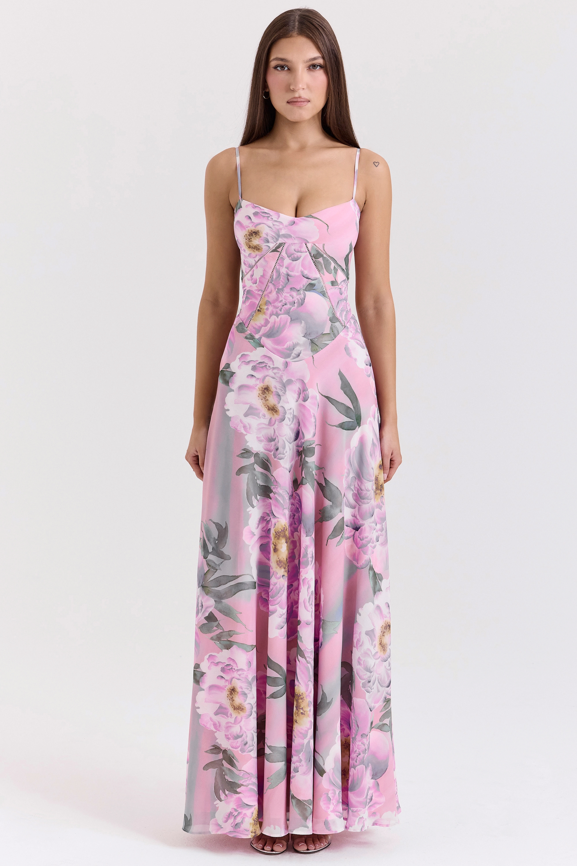 Seren  Pink Floral Print Lace Back Maxi Dress — image 2