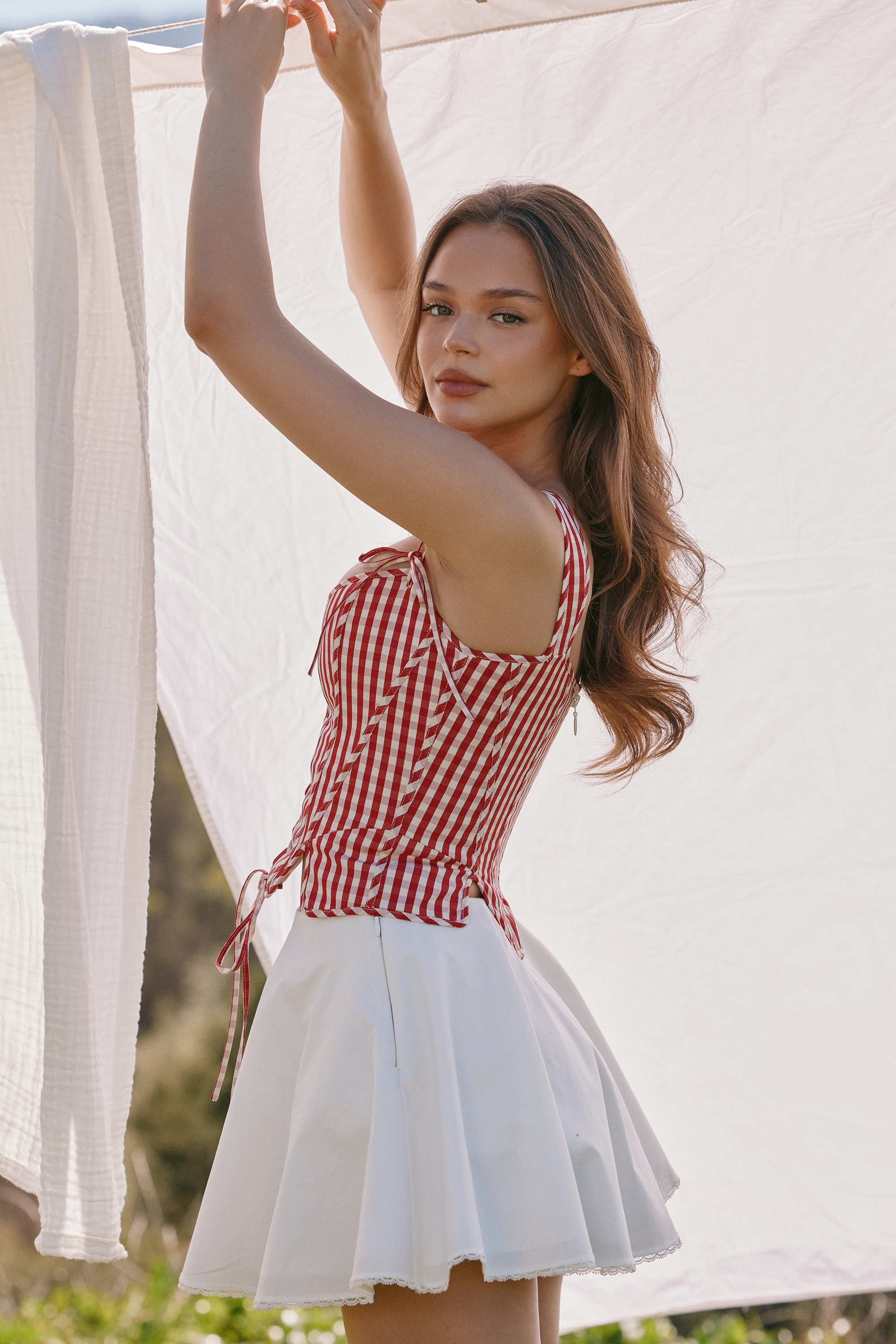 Celia  White Cotton Built-In Bloomer Shorts Mini Skirt — image 10