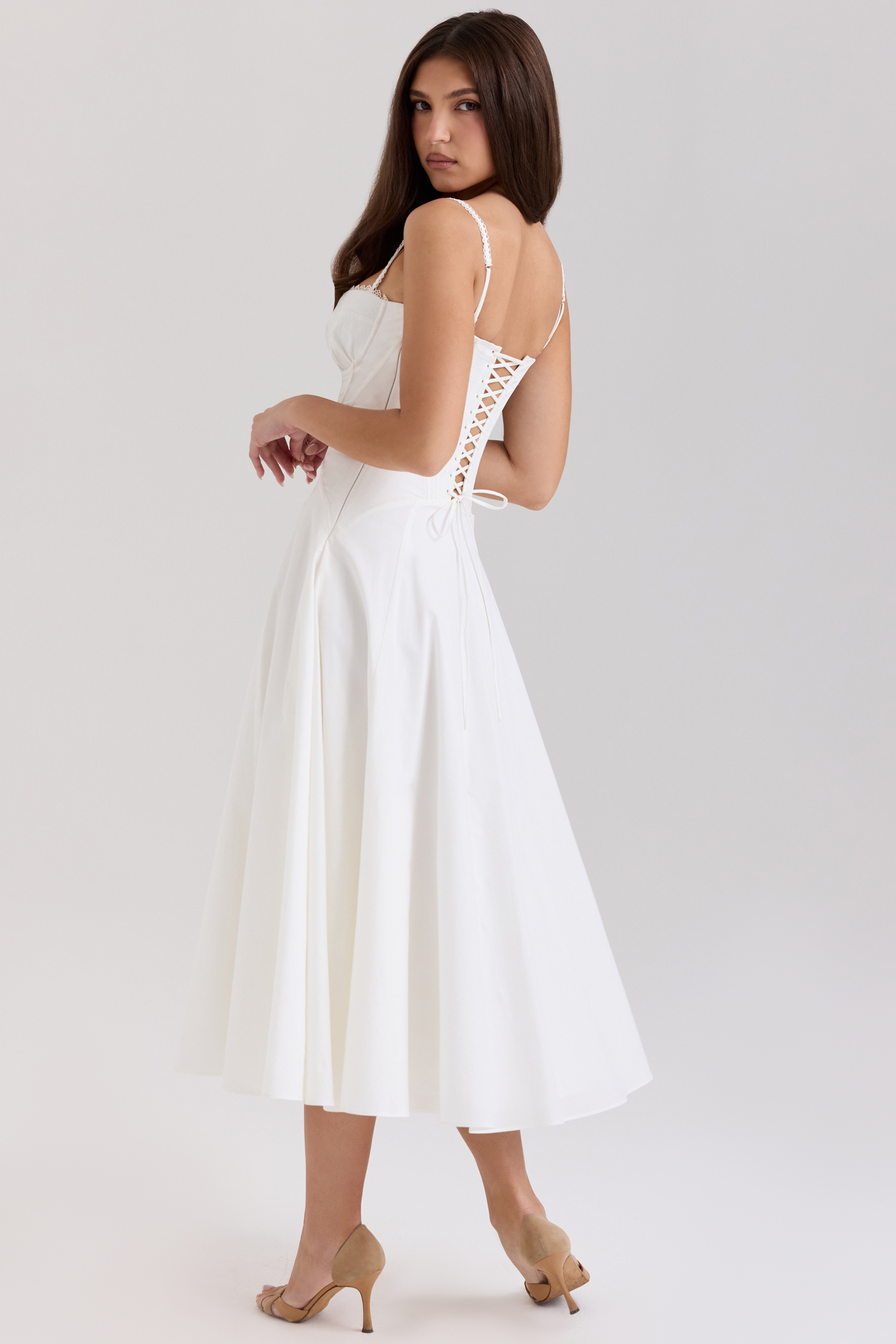 Steffani  White Stretch Cotton Midi Sundress — image 6