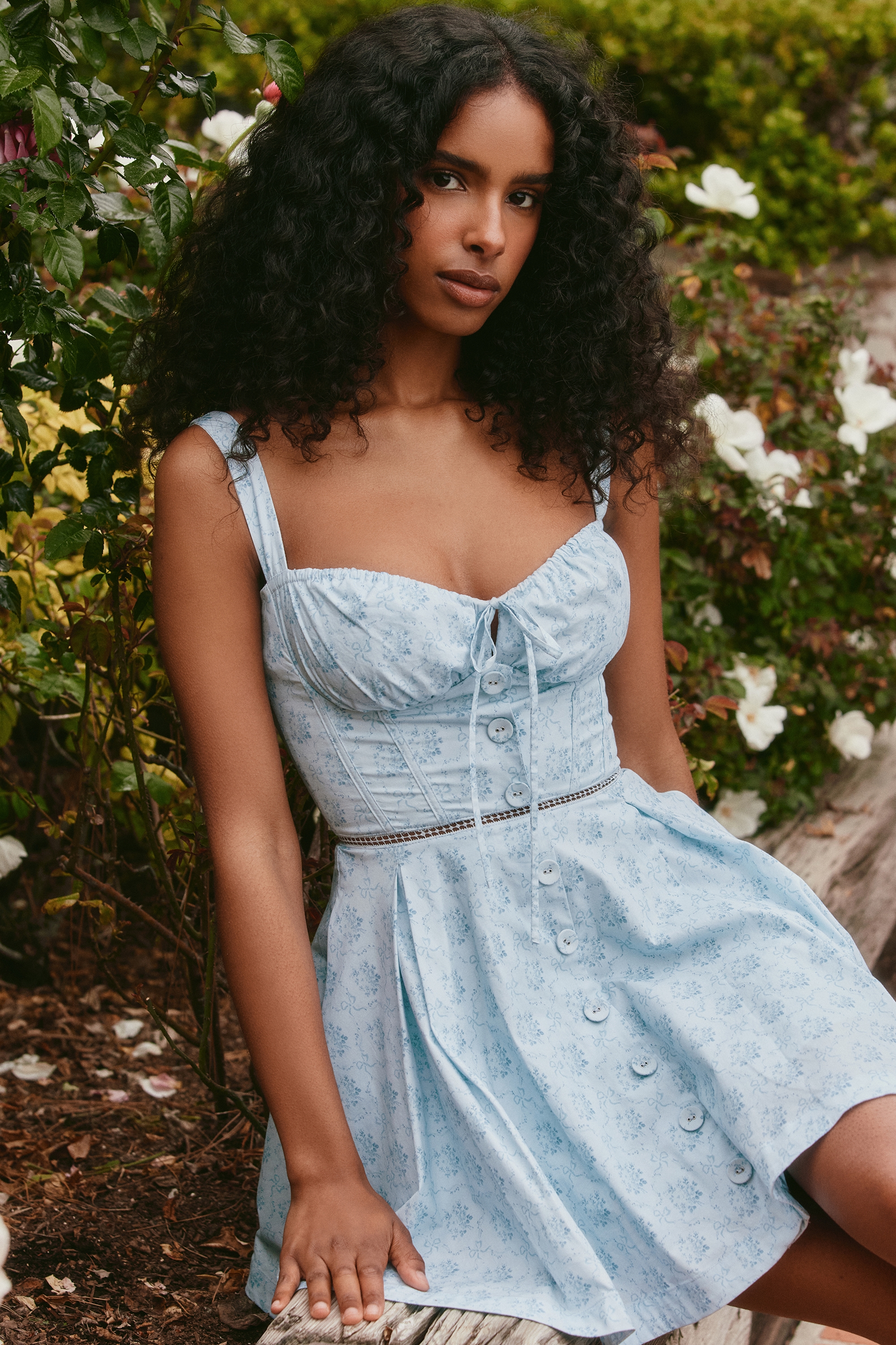 Calia  Blue Floral Print Stretch Cotton Mini Dress — image 2