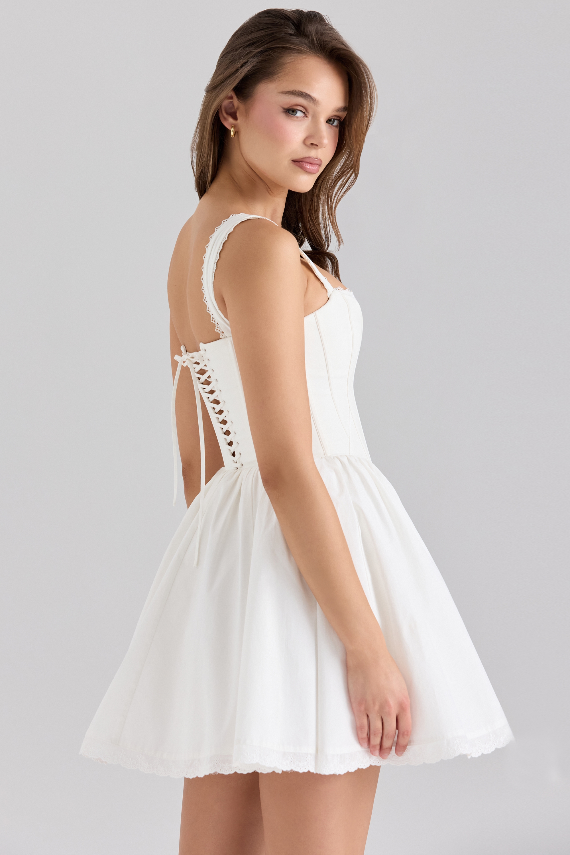 Ami  White Stretch Cotton Corset Mini Dress — image 2