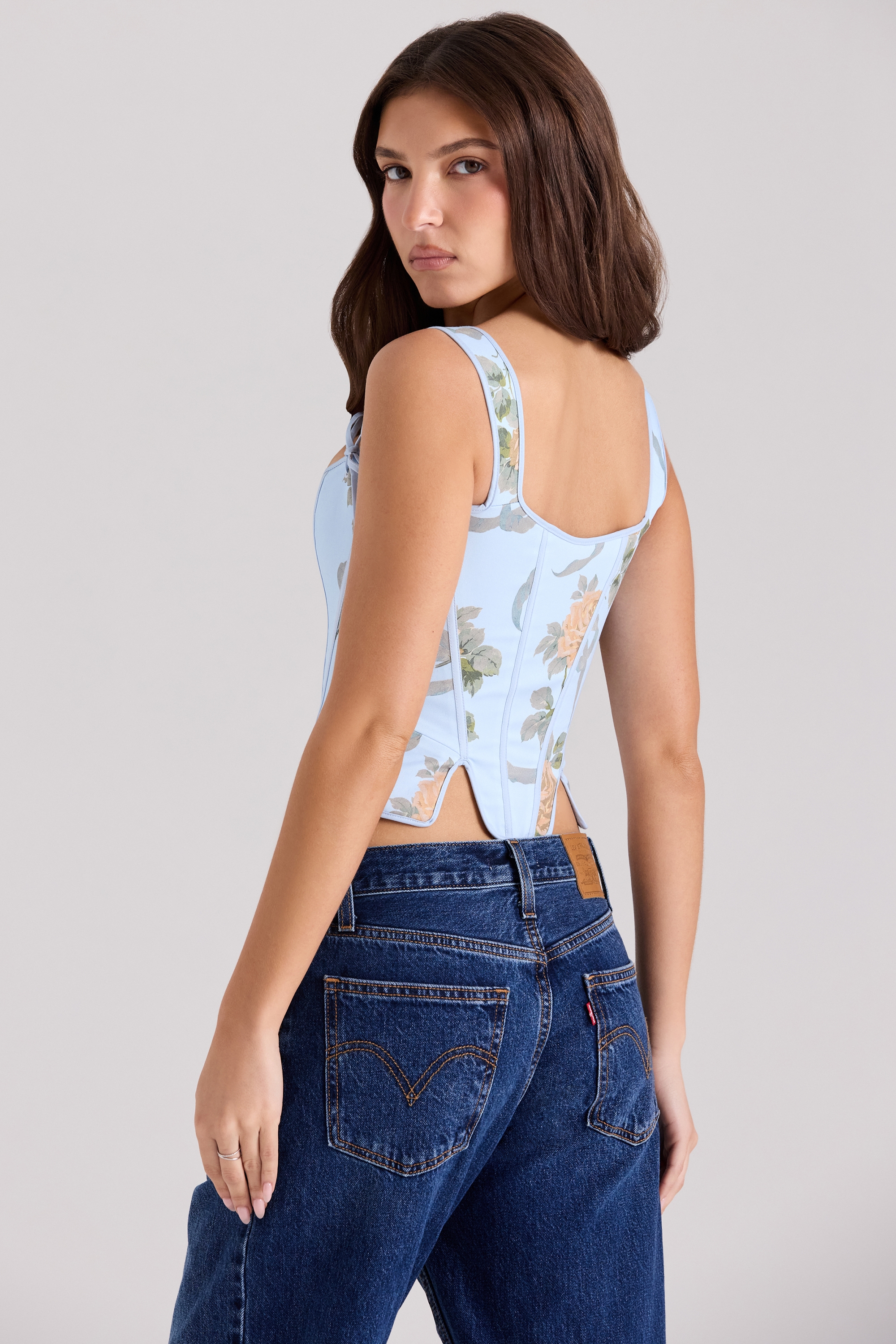 Callie  Blue Rose Reversible Cotton Corset Top — image 5