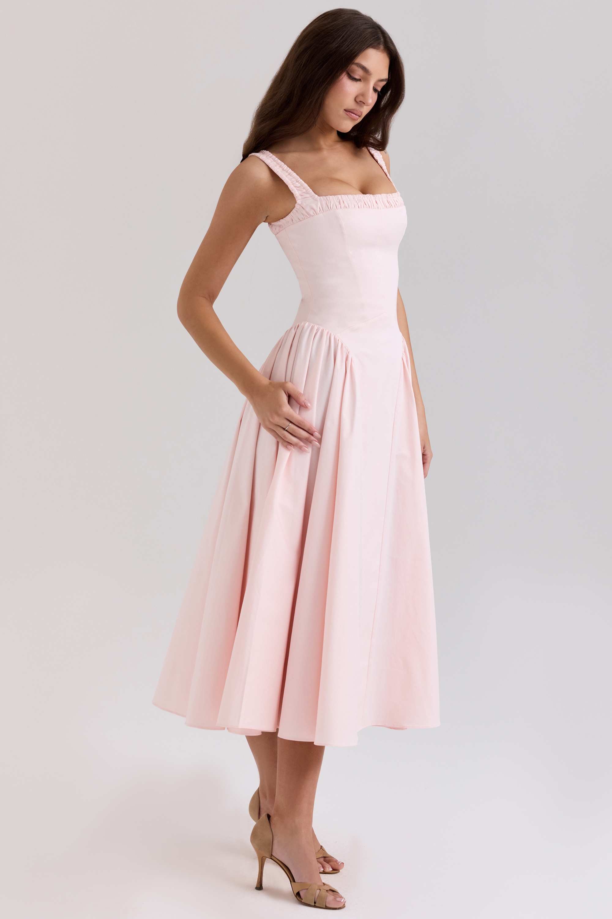 Dorothy  Rose Pink Stretch Cotton Midi Sundress — image 5
