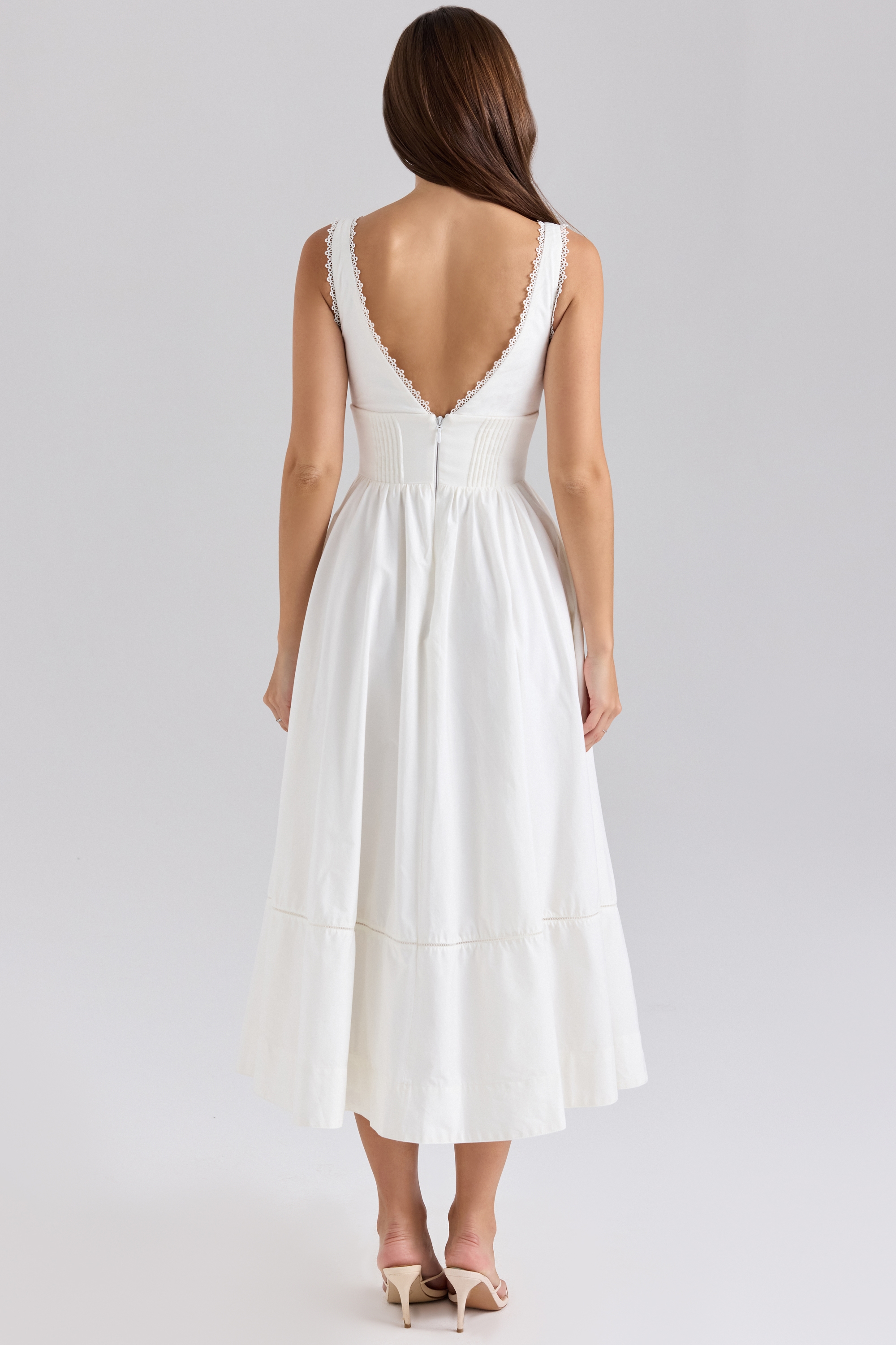 Samia  White Stretch Cotton Midi Sundress — image 7