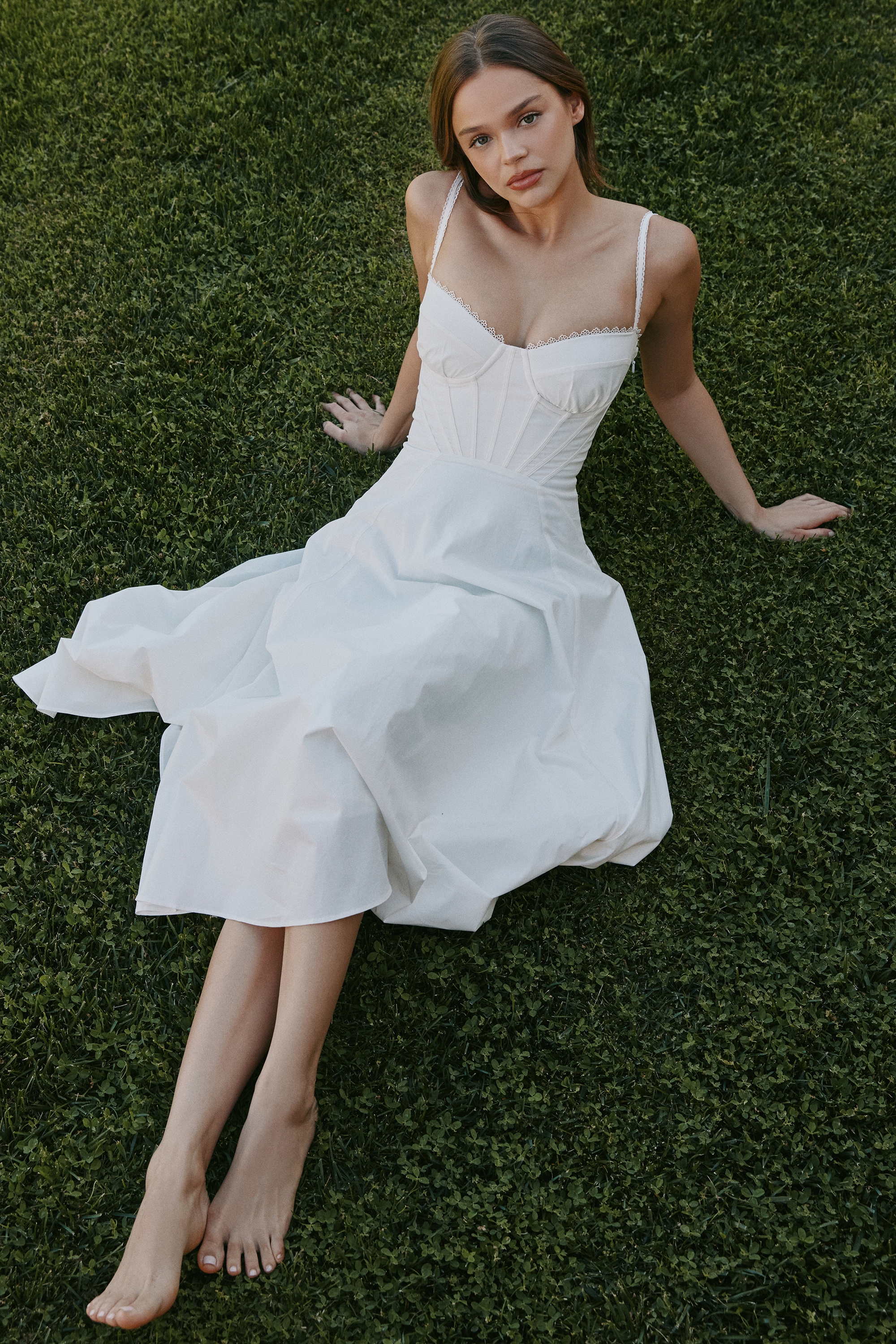 Steffani  White Stretch Cotton Midi Sundress — image 2