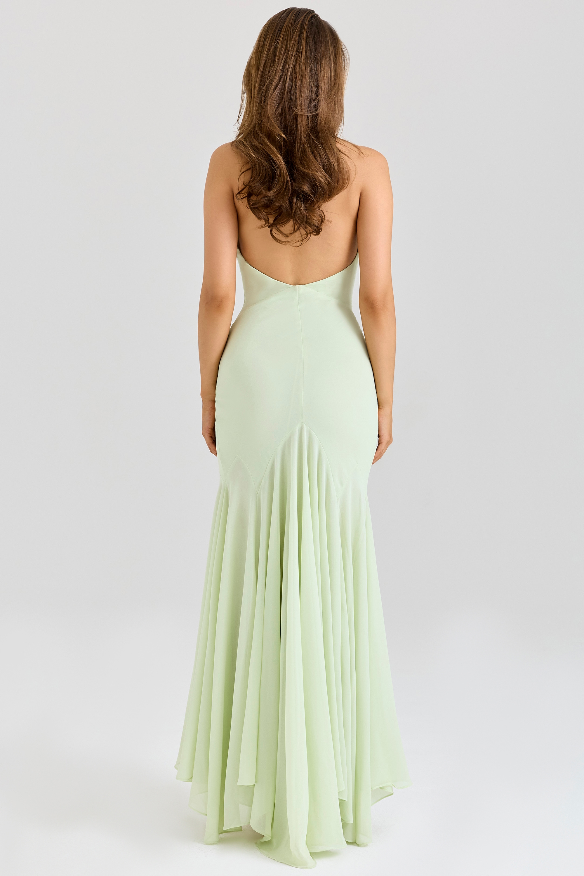 Tamara  Pistachio Georgette Draped Midi Dress — image 8
