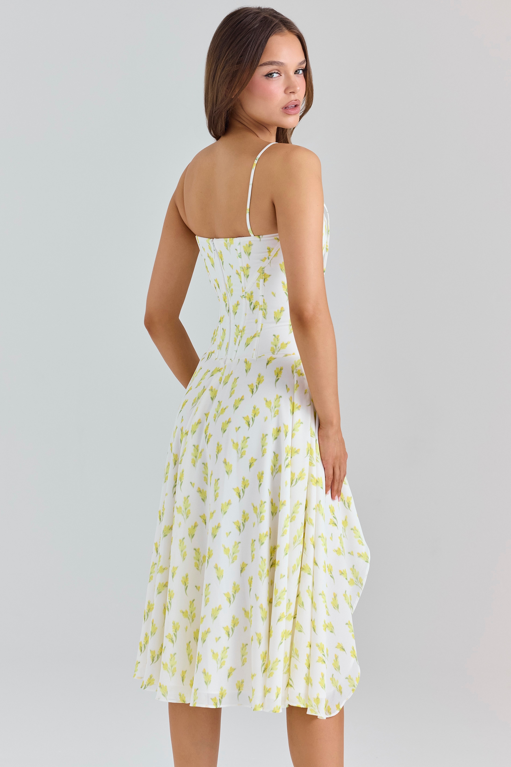Yvette  Lemon Floral Print Georgette Midi Dress — image 6