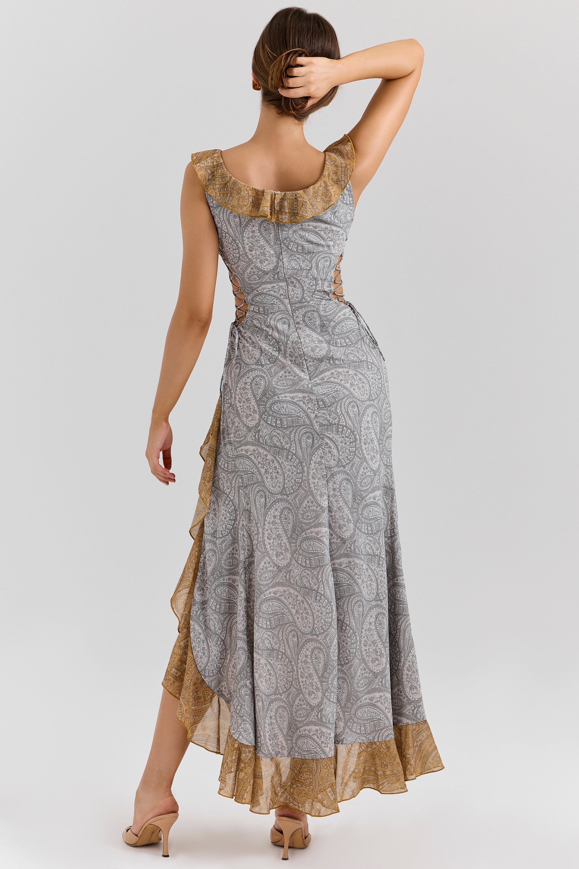 Aloura  Paisley Print Georgette Ruffle Maxi Dress — image 8