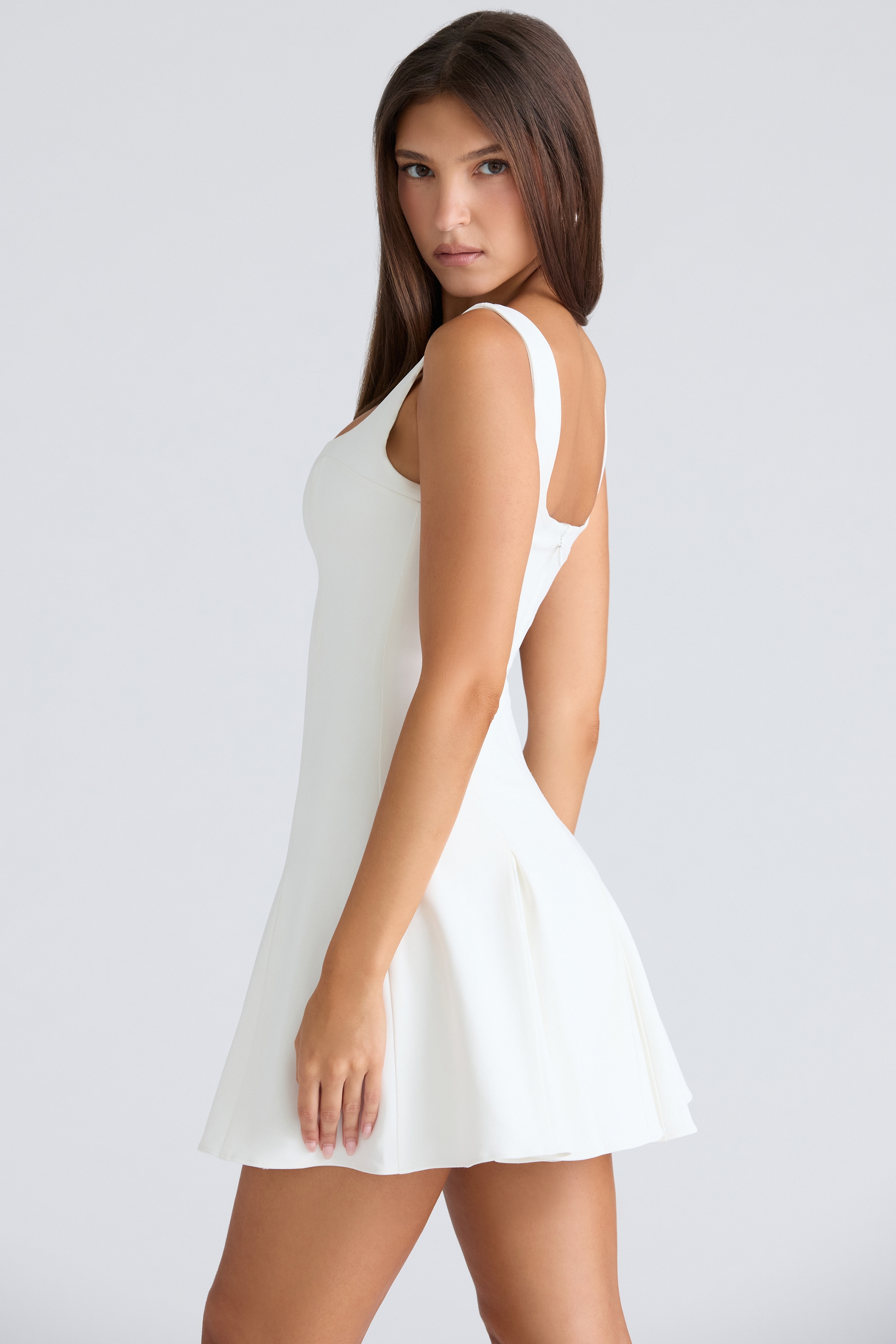 Amelie  Vintage Ivory Stretch Crepe Mini Dress — image 8