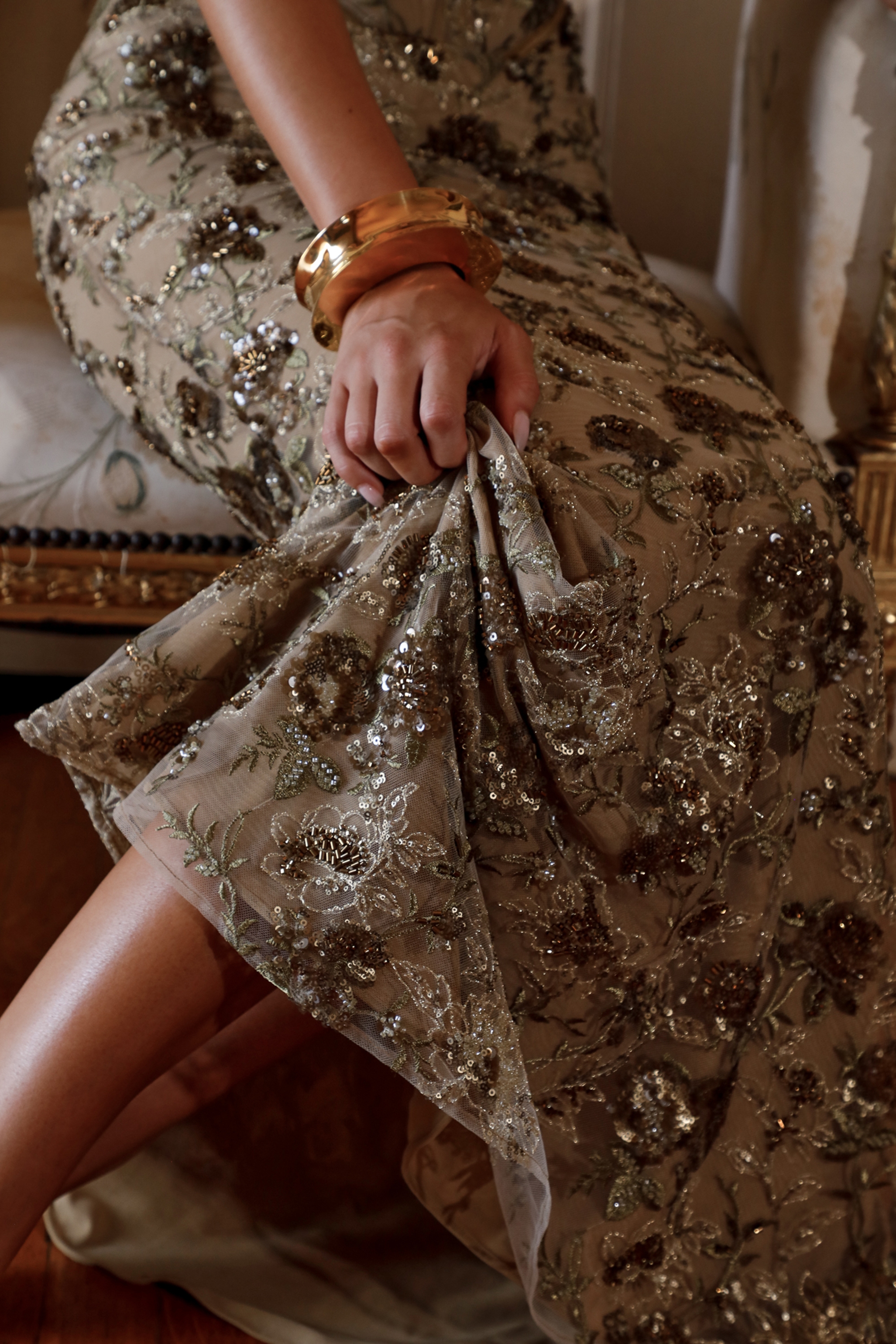 Naima  Olive Bronze Hand Beaded Embellished Corset Maxi Dress - Limited Edition — image 12