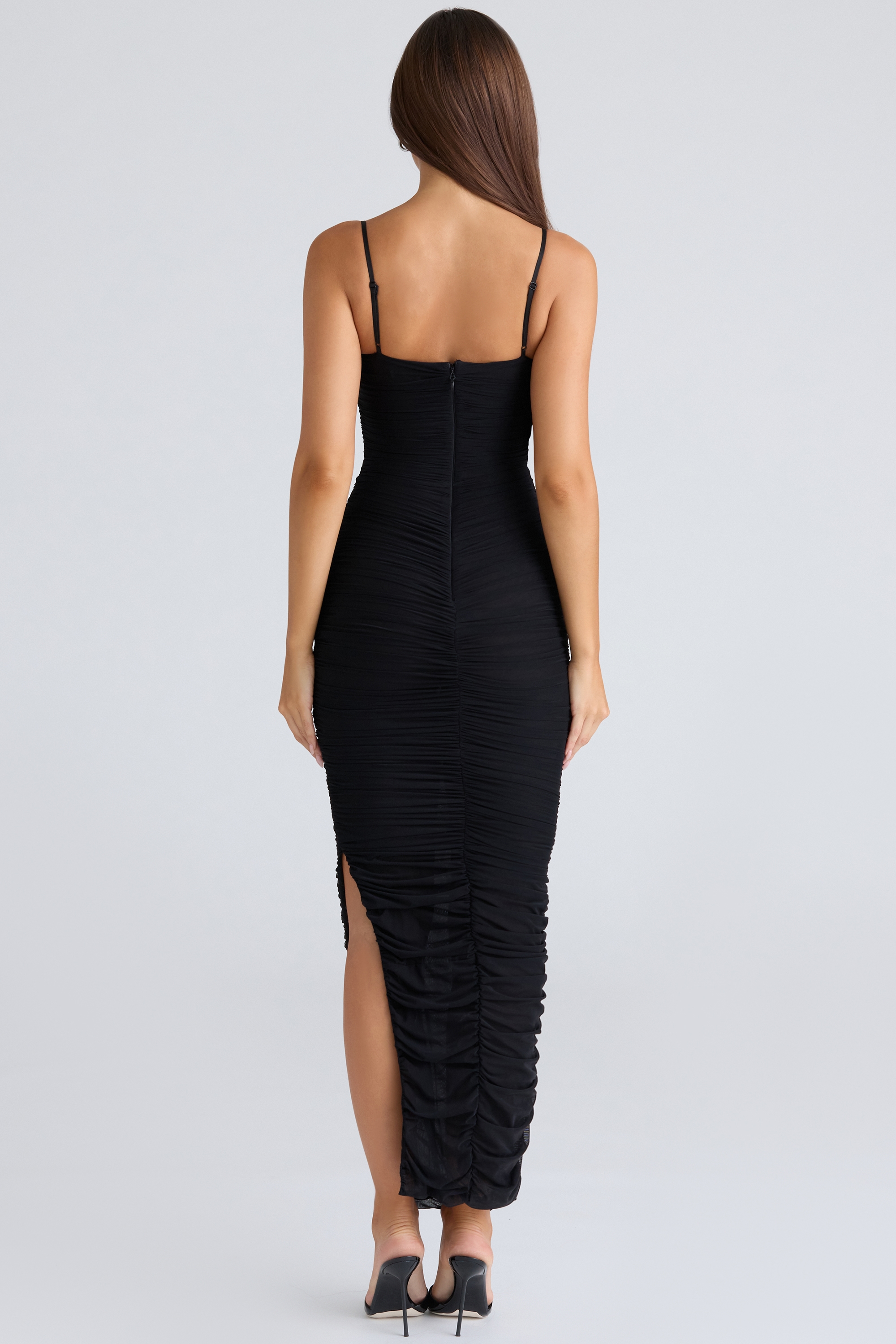 Fornarina  Black Gathered Stretch Mesh Maxi Dress — image 2