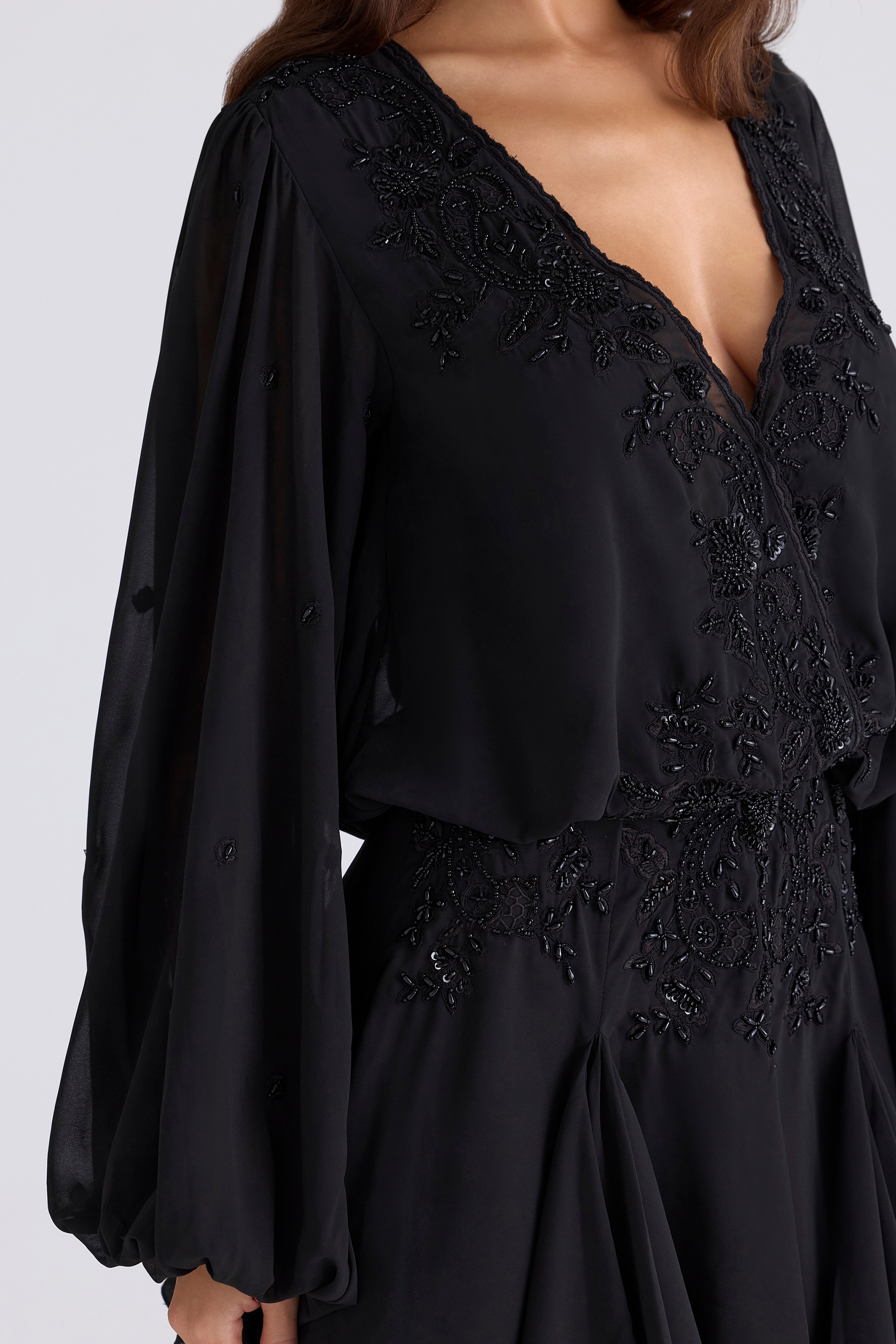 Gianna  Black Hand Beaded Georgette Mini Dress - Limited Edition — image 7