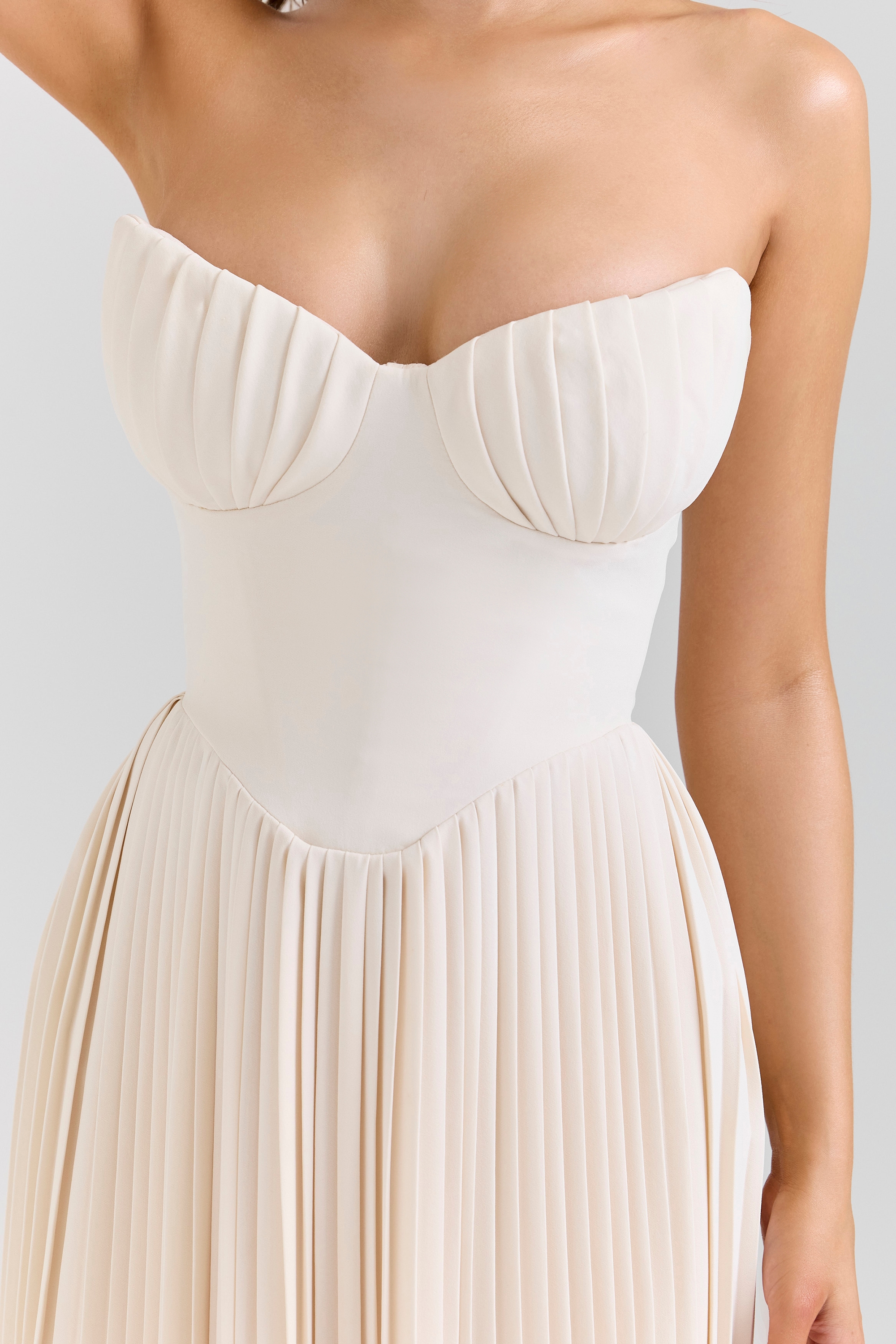 Marcella  Ivory Georgette Pleated Maxi Dress — image 6