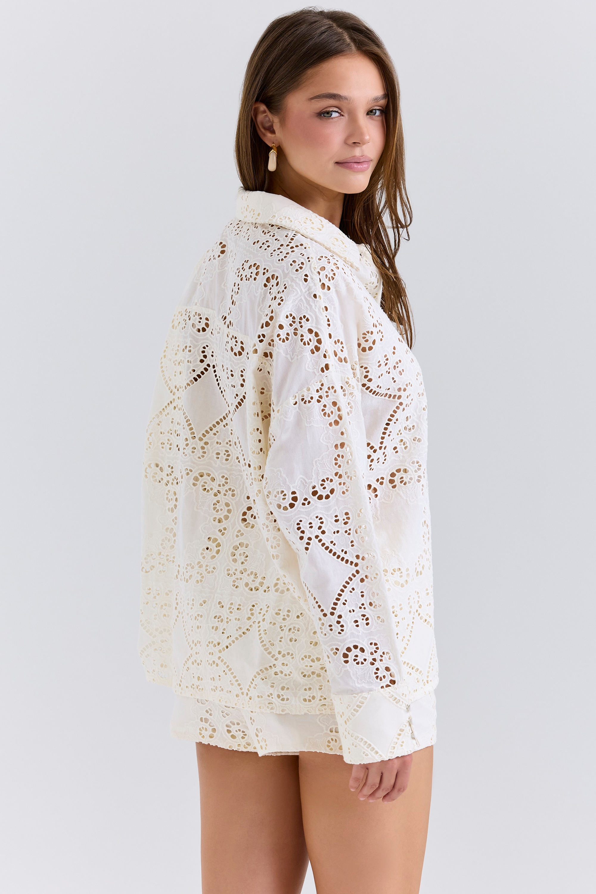 Samah  White Cotton Broderie Anglaise Shirt — image 5