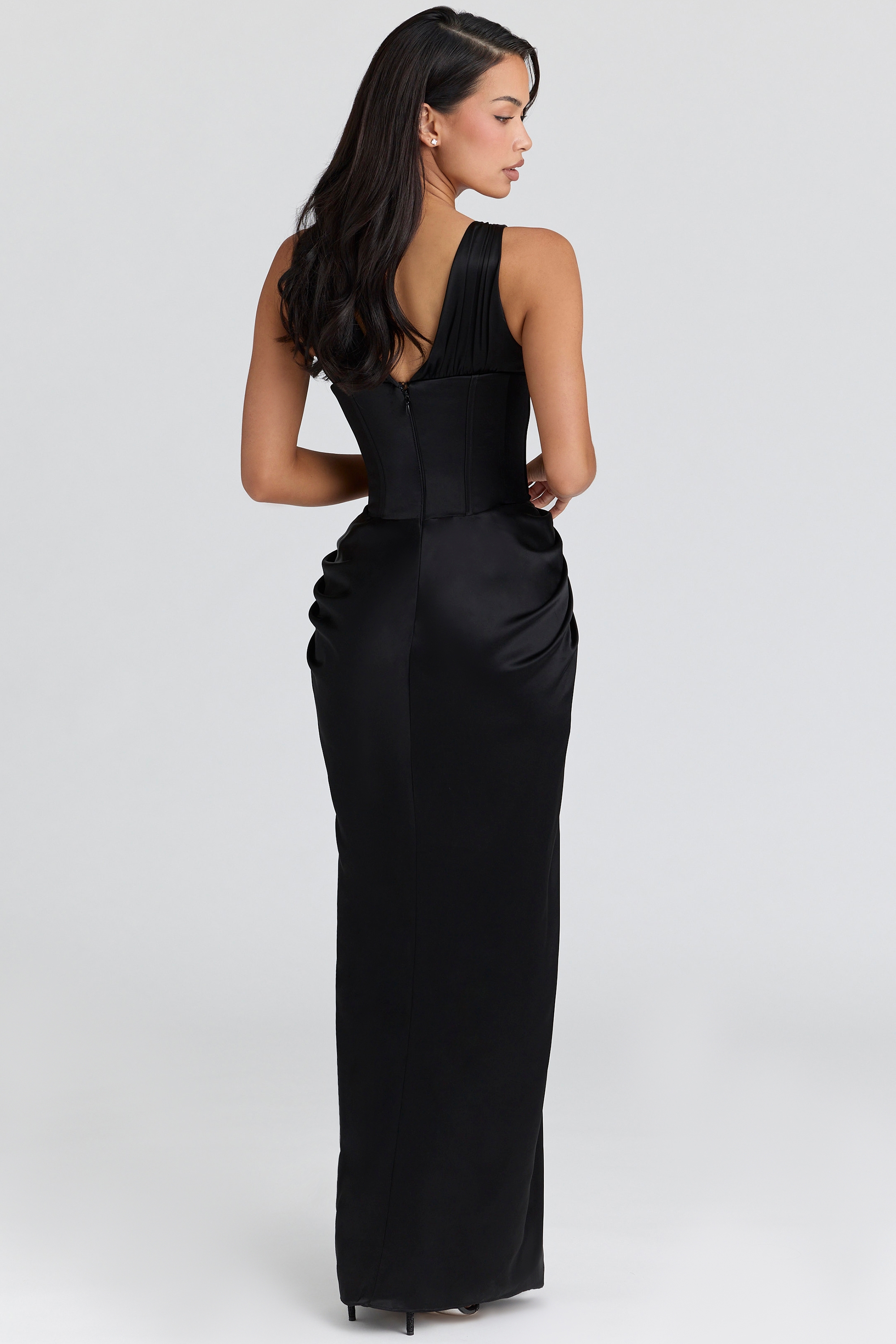 Angeline  Black Satin Hourglass Maxi Dress - Limited Edition — image 6
