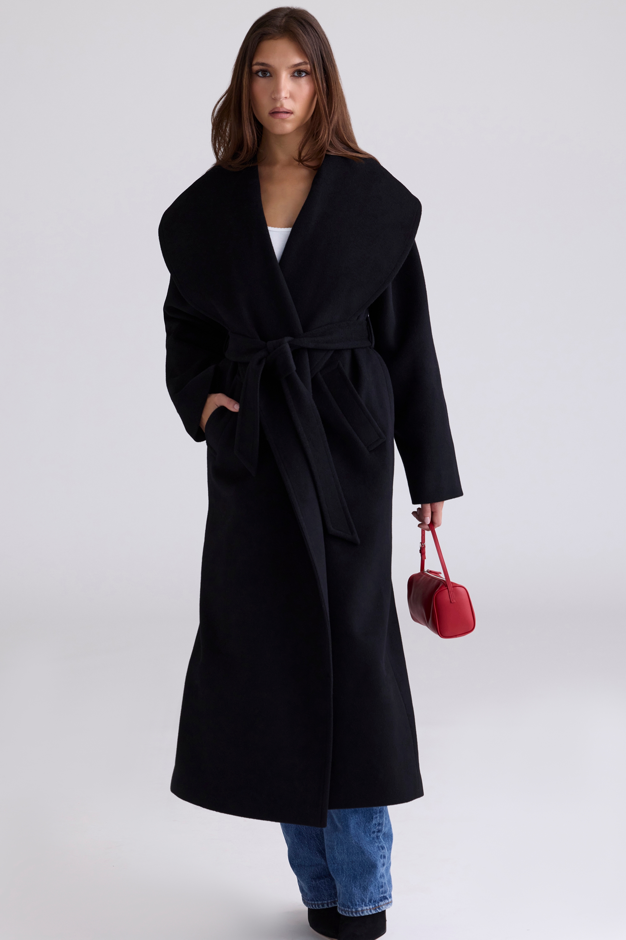 Cocoon  Black Wool Shawl Collar Coat — image 1