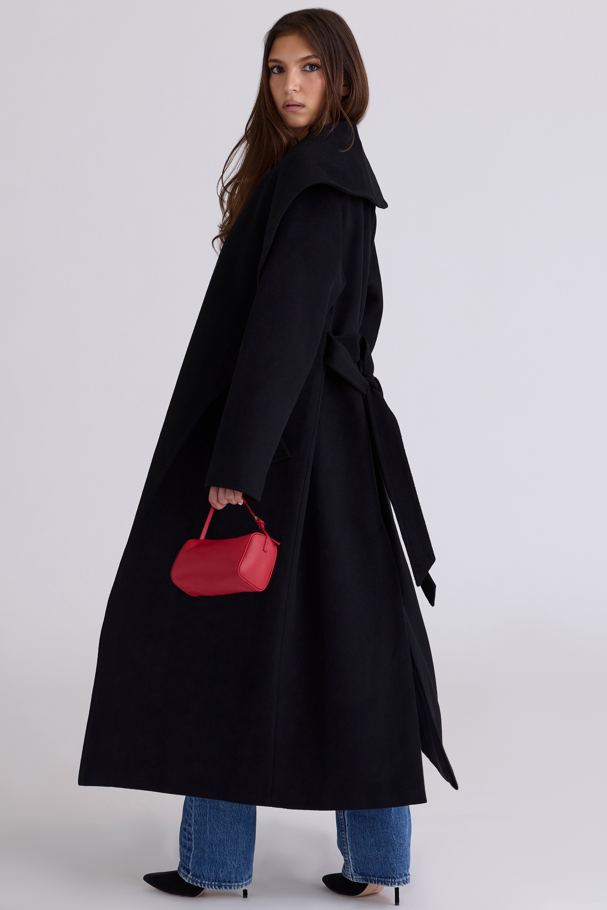 Cocoon  Black Wool Shawl Collar Coat — image 2