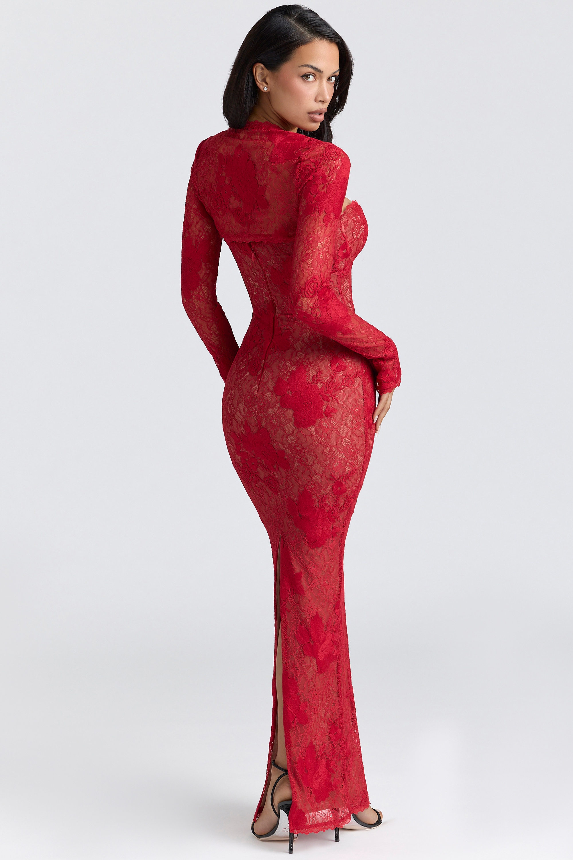 Lucienne  Red Lace Embroidered Maxi Dress - Limited Edition — image 6