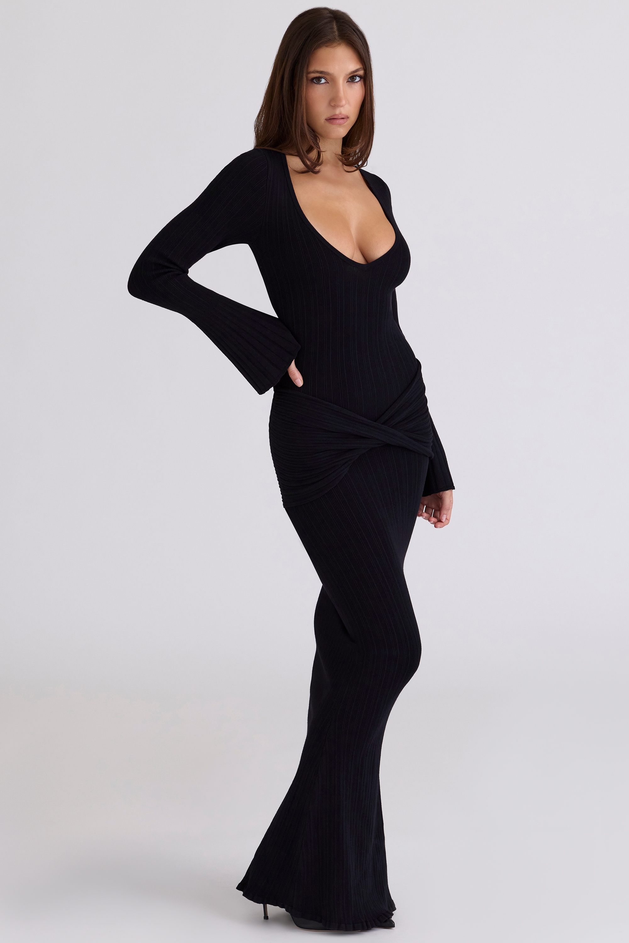 Mila  Black Flute Sleeve Maxi Dress — image 7