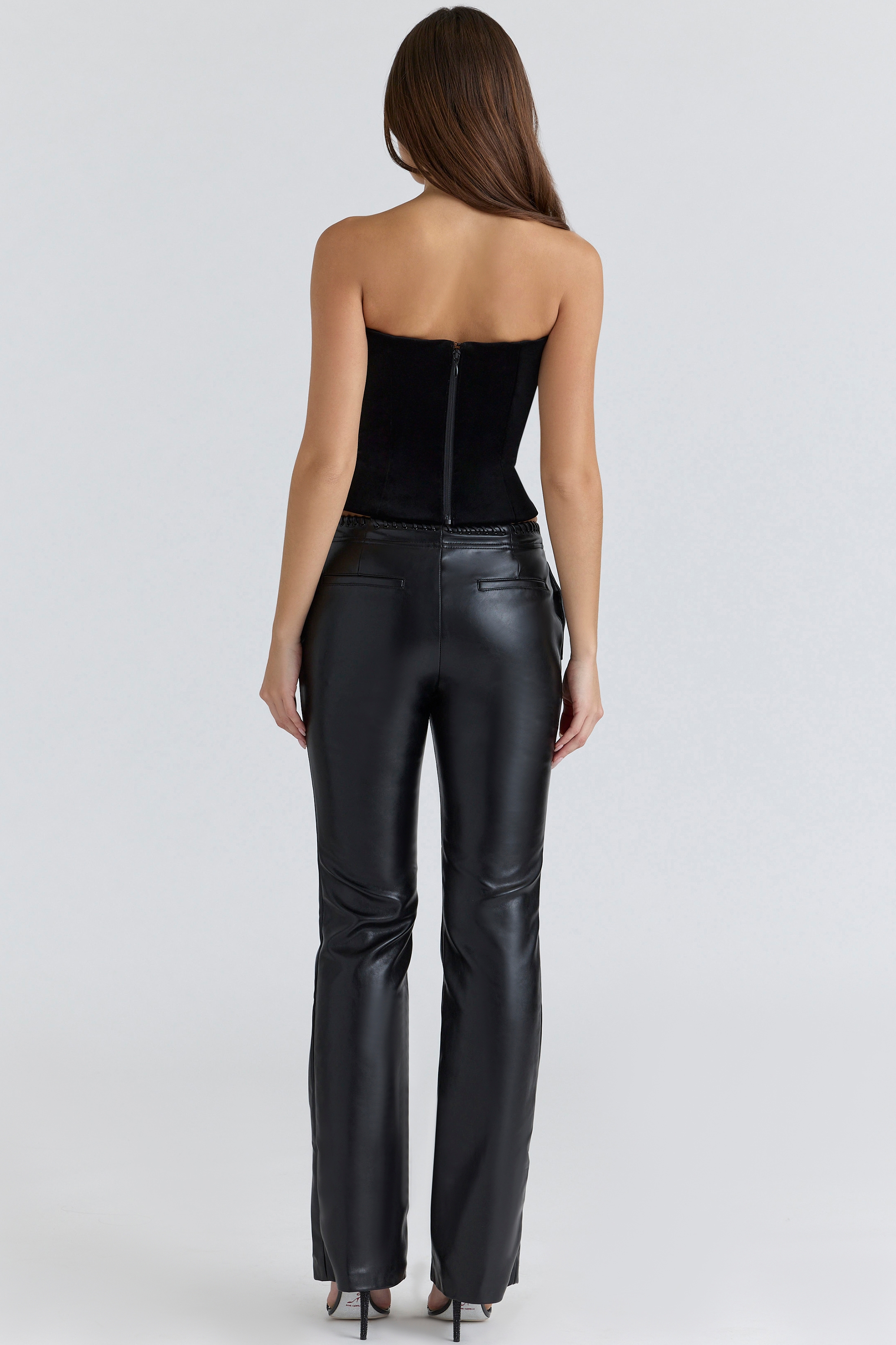 Omari  Black Velvet Sculpting Strapless Corset Top — image 9