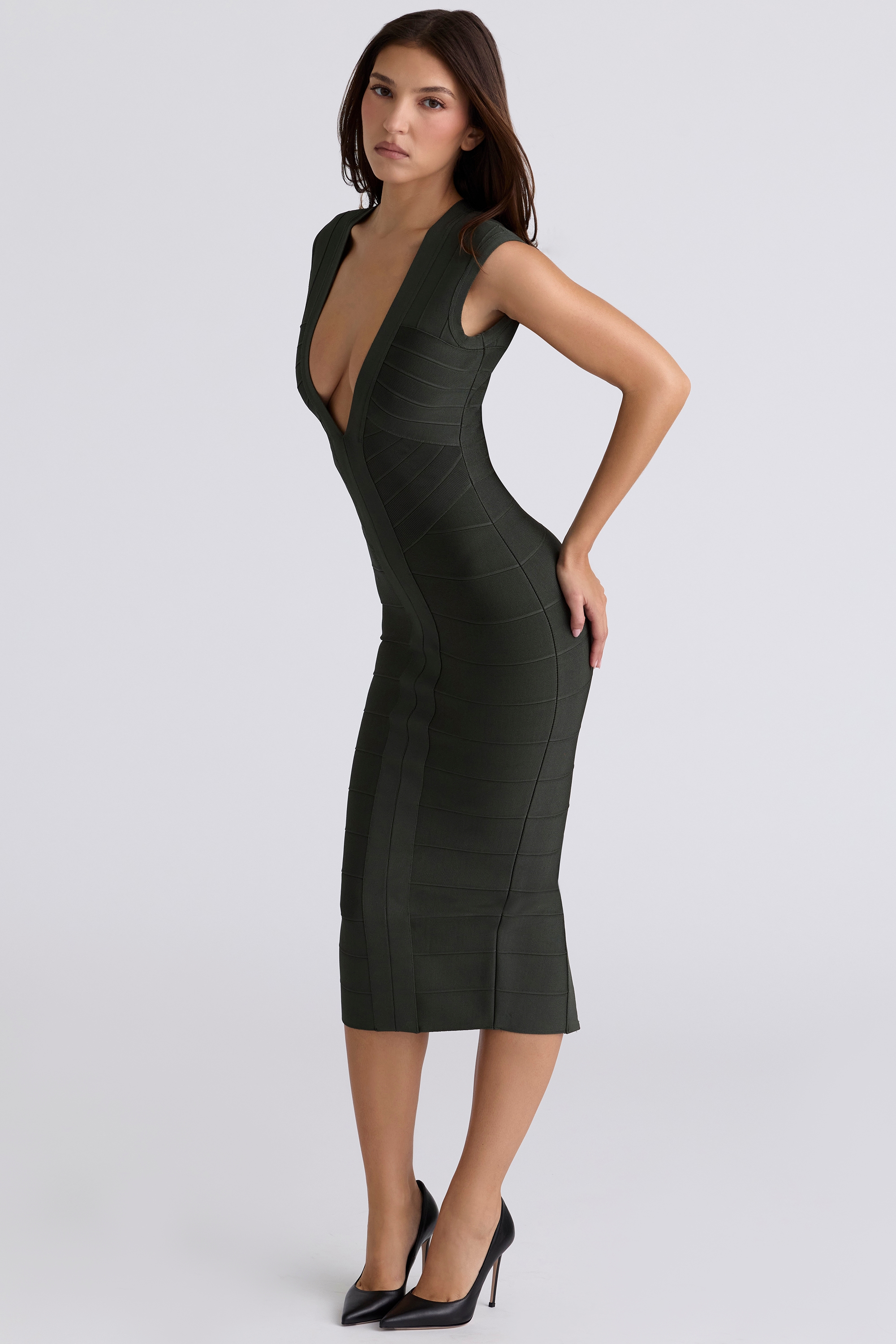 The Super Plunge  Emerald Bandage Midi Dress — image 6