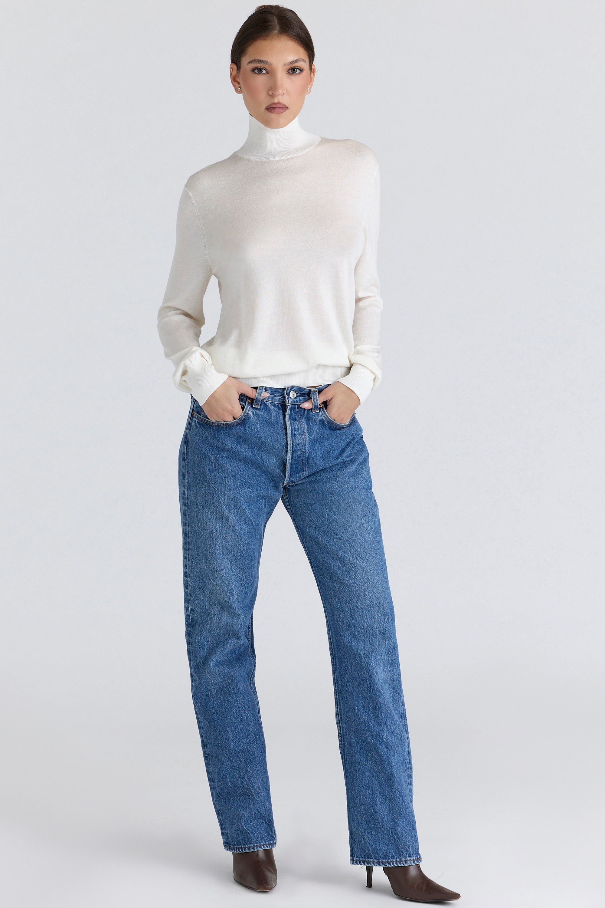 Angel  Ivory Silk + Wool Roll Neck Sweater — image 3