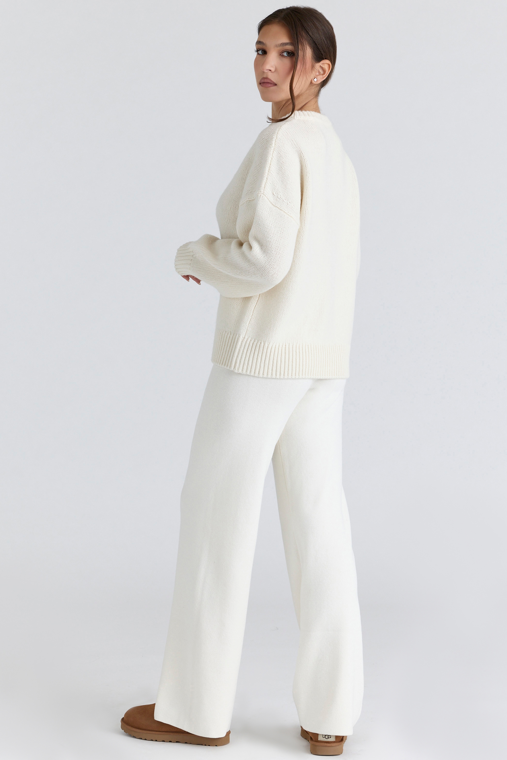 Andie  Ivory Merino Wool Knit Trousers — image 5
