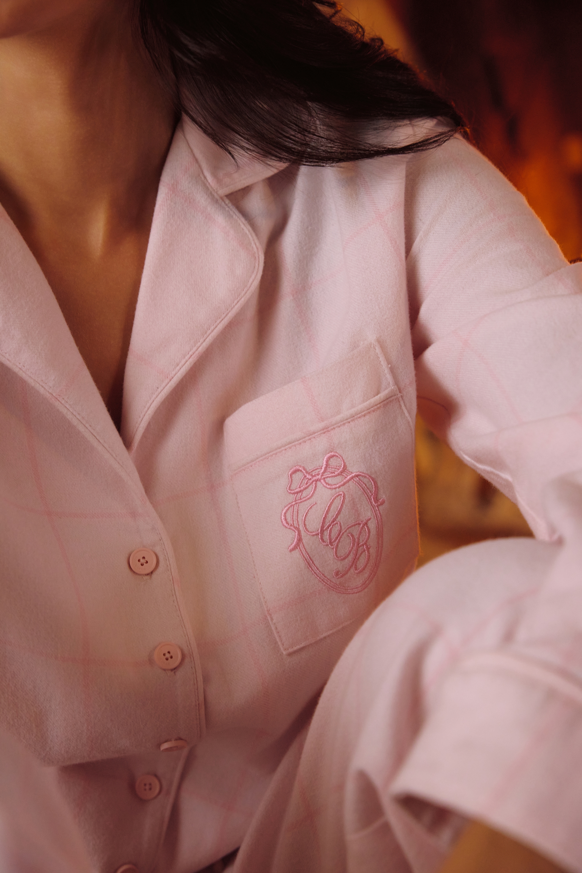 Classic PJs  Pink Check Brushed Cotton Pajama Set — image 3