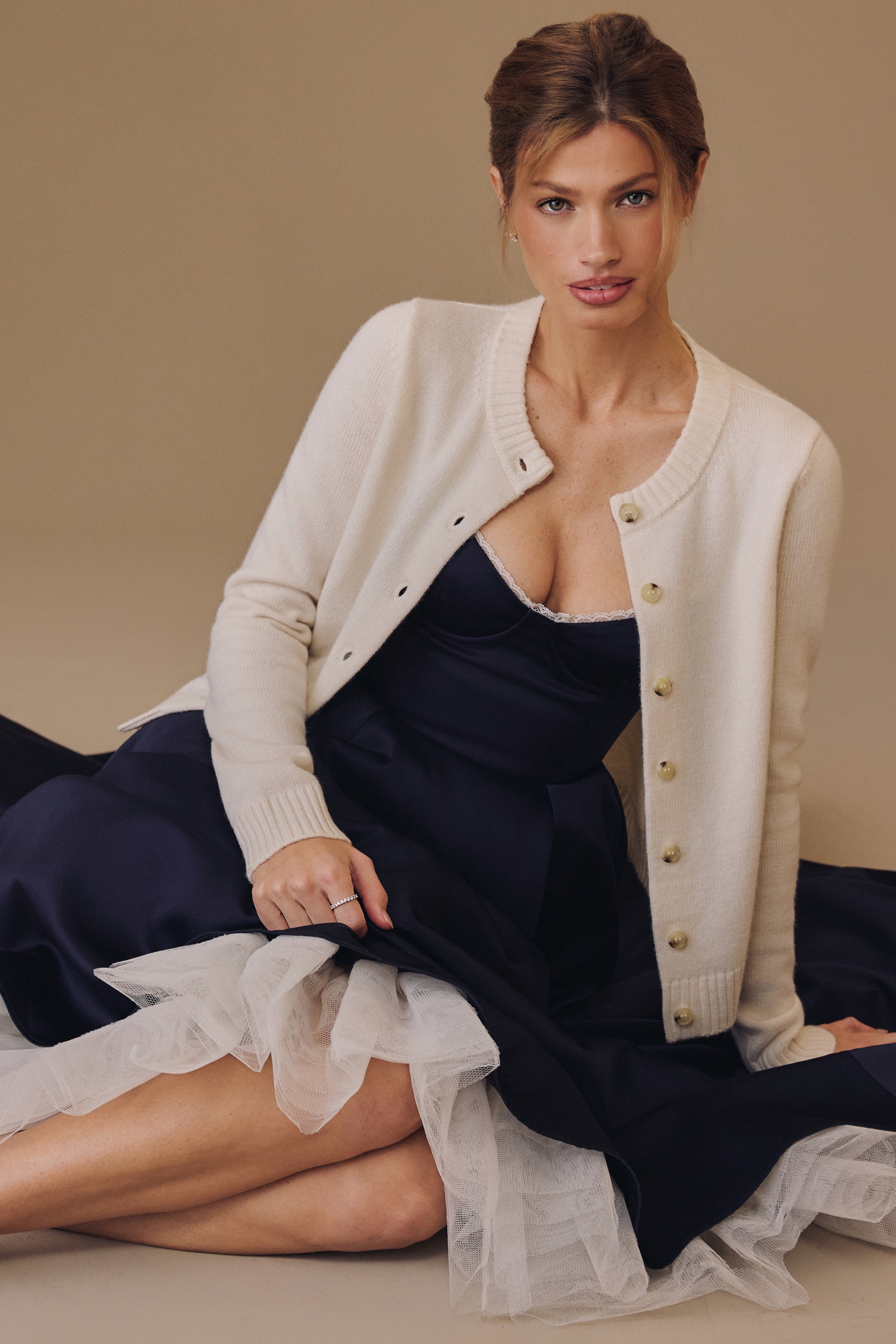 Signature  Ivory Cashmere + Merino Wool Cardigan — image 10