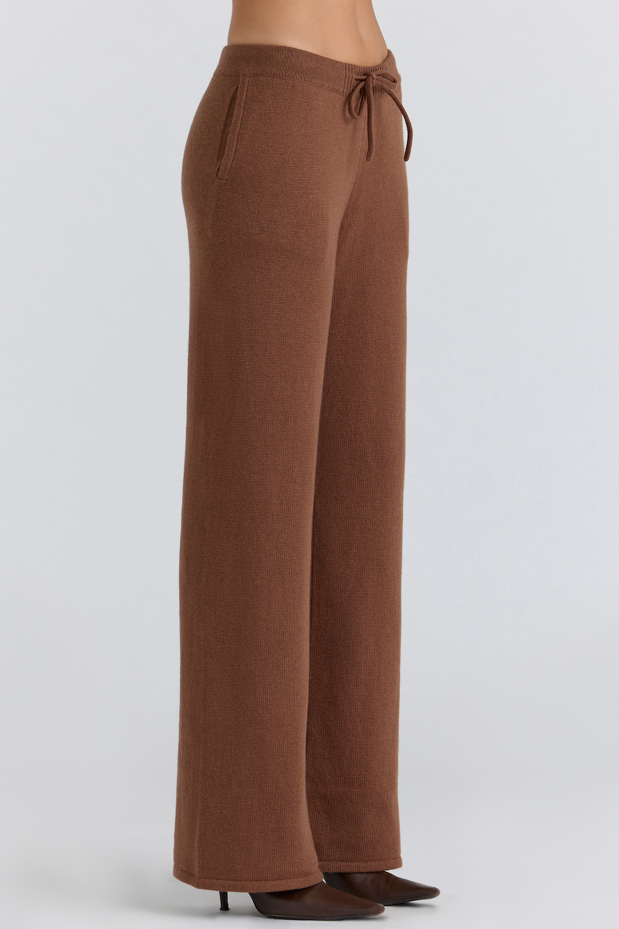 Chelsea  Tan Cashmere + Wool Wide Leg Trousers — image 3