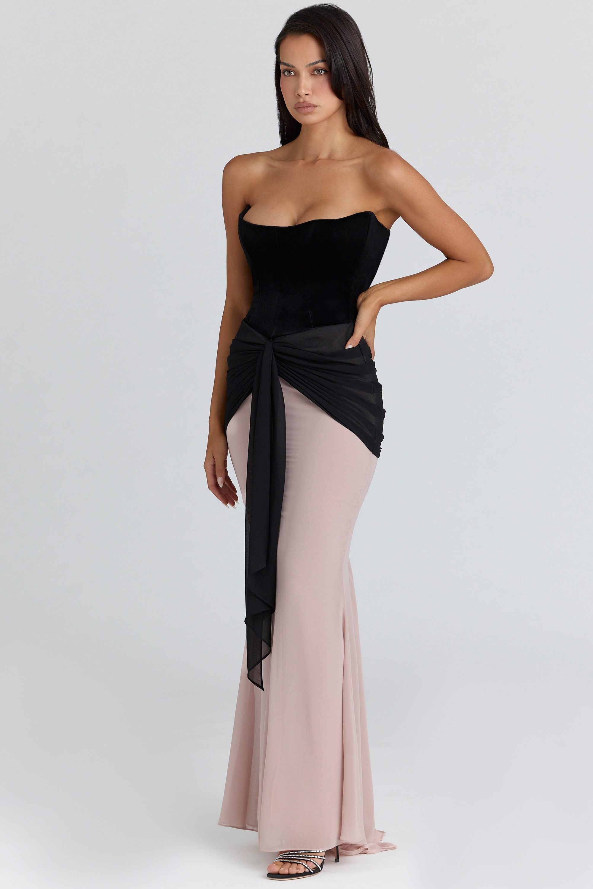 Clara  Black & Blush Chiffon Maxi Dress - Limited Edition — image 9
