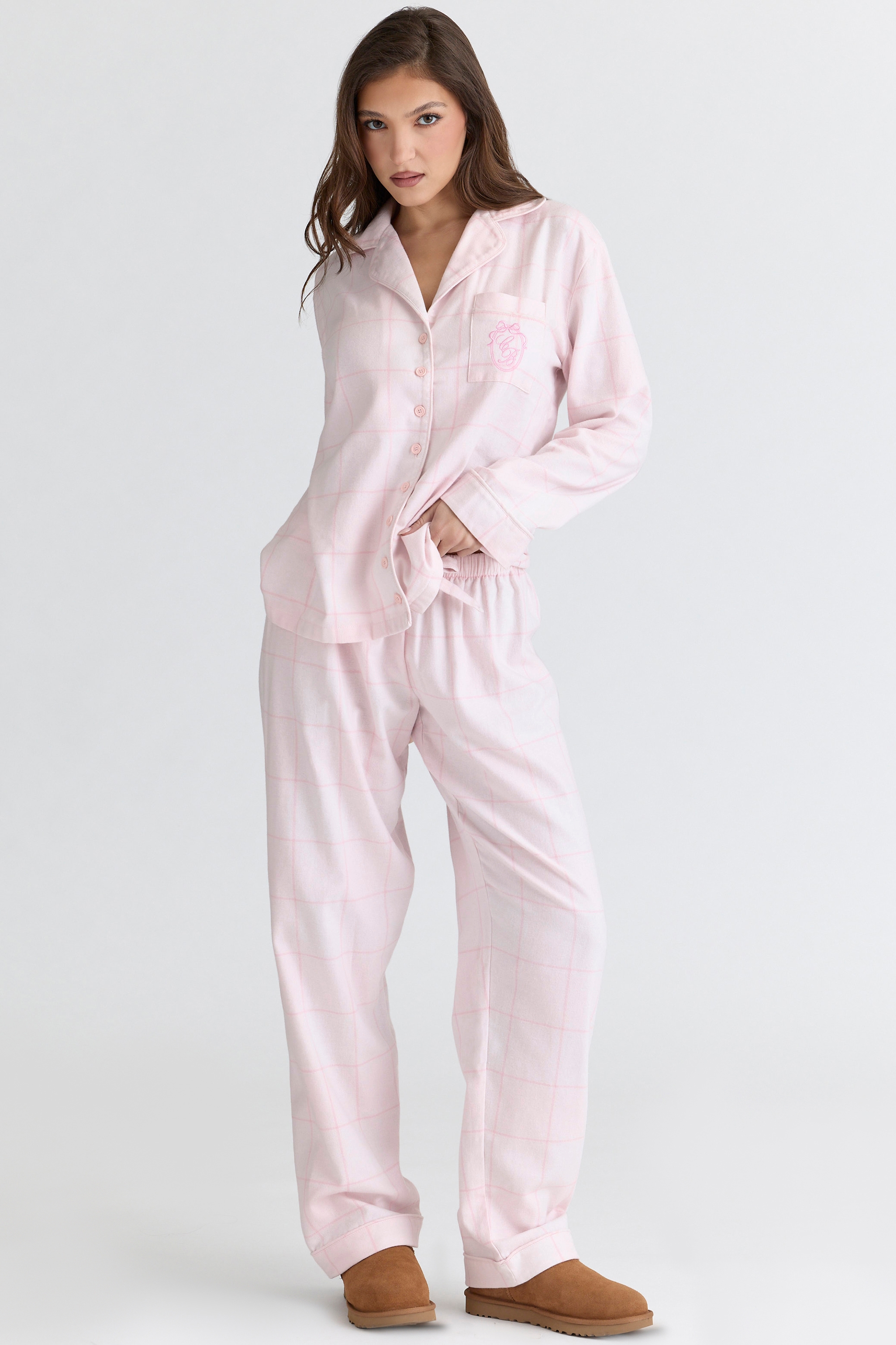 Classic PJs  Pink Check Brushed Cotton Pajama Set — image 7