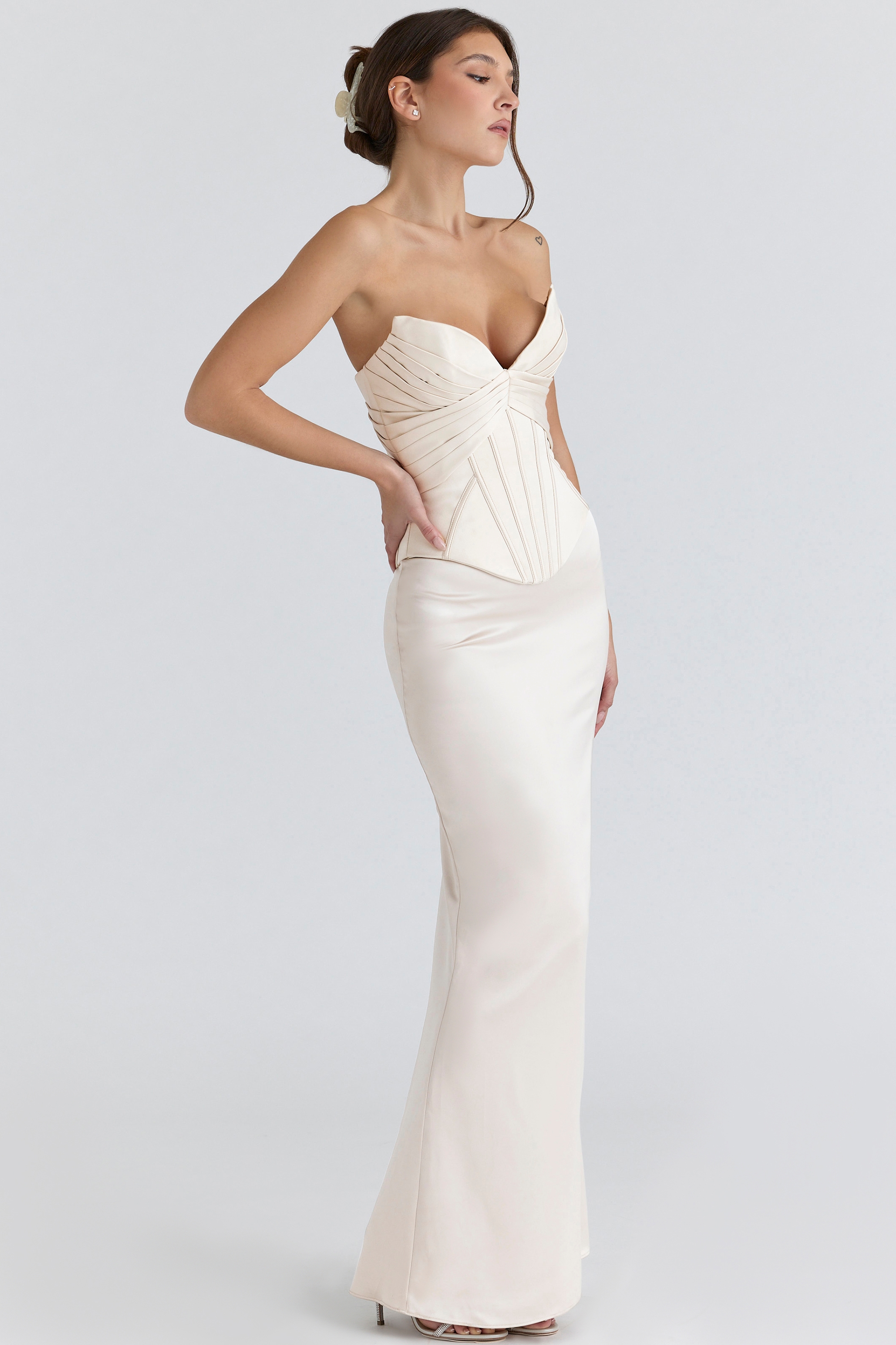 Eve  Ivory Satin Corset Maxi Gown - Limited Edition — image 9