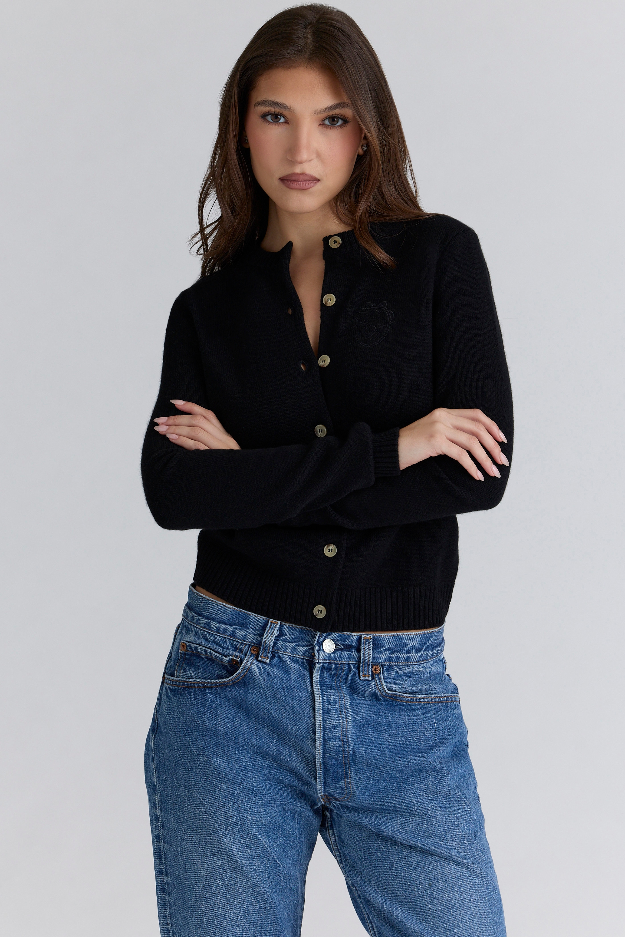 Emblem  Black Cashmere + Wool Cardigan — image 6