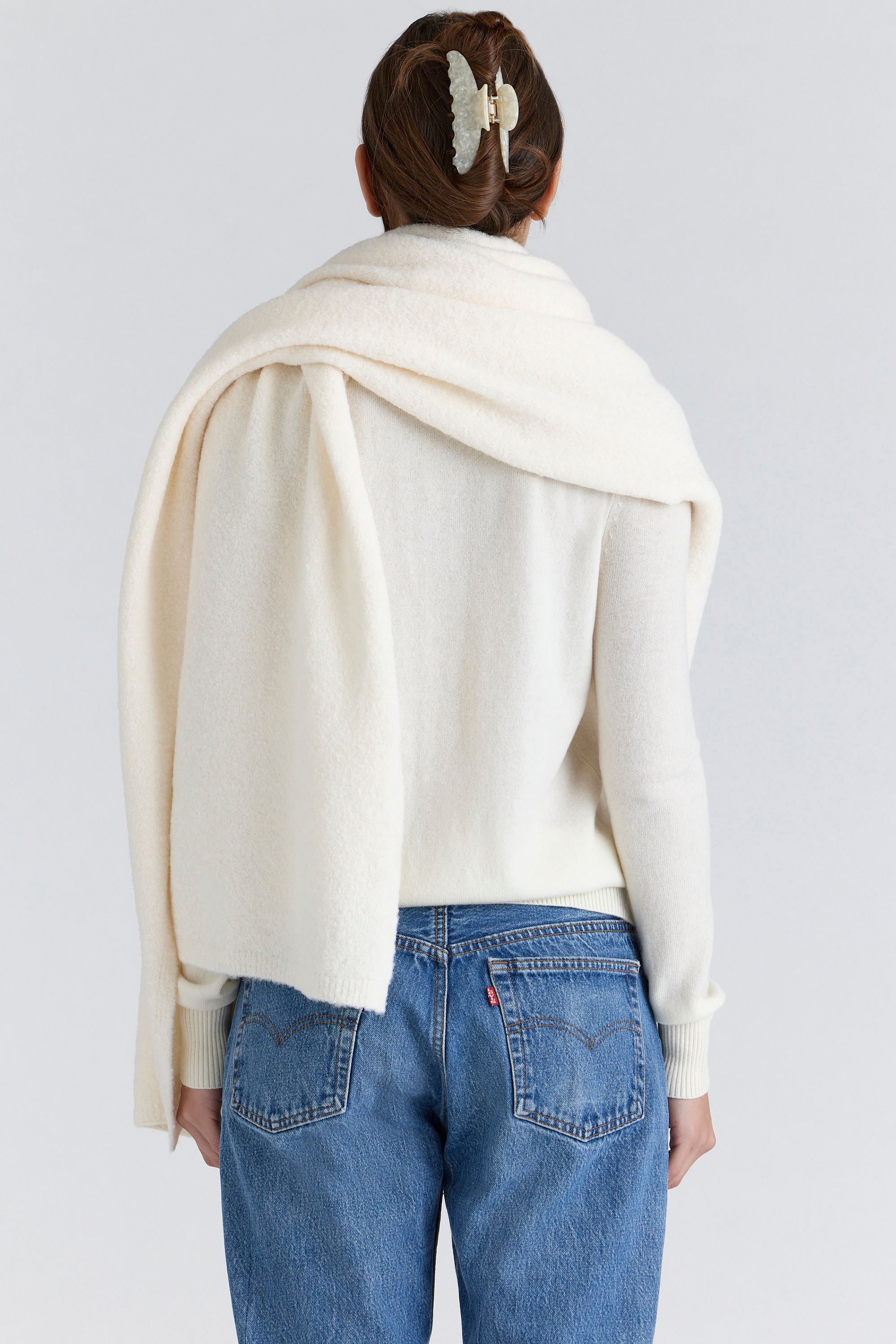 Nara  Ivory Wool Oversized Textured Scarf — image 6