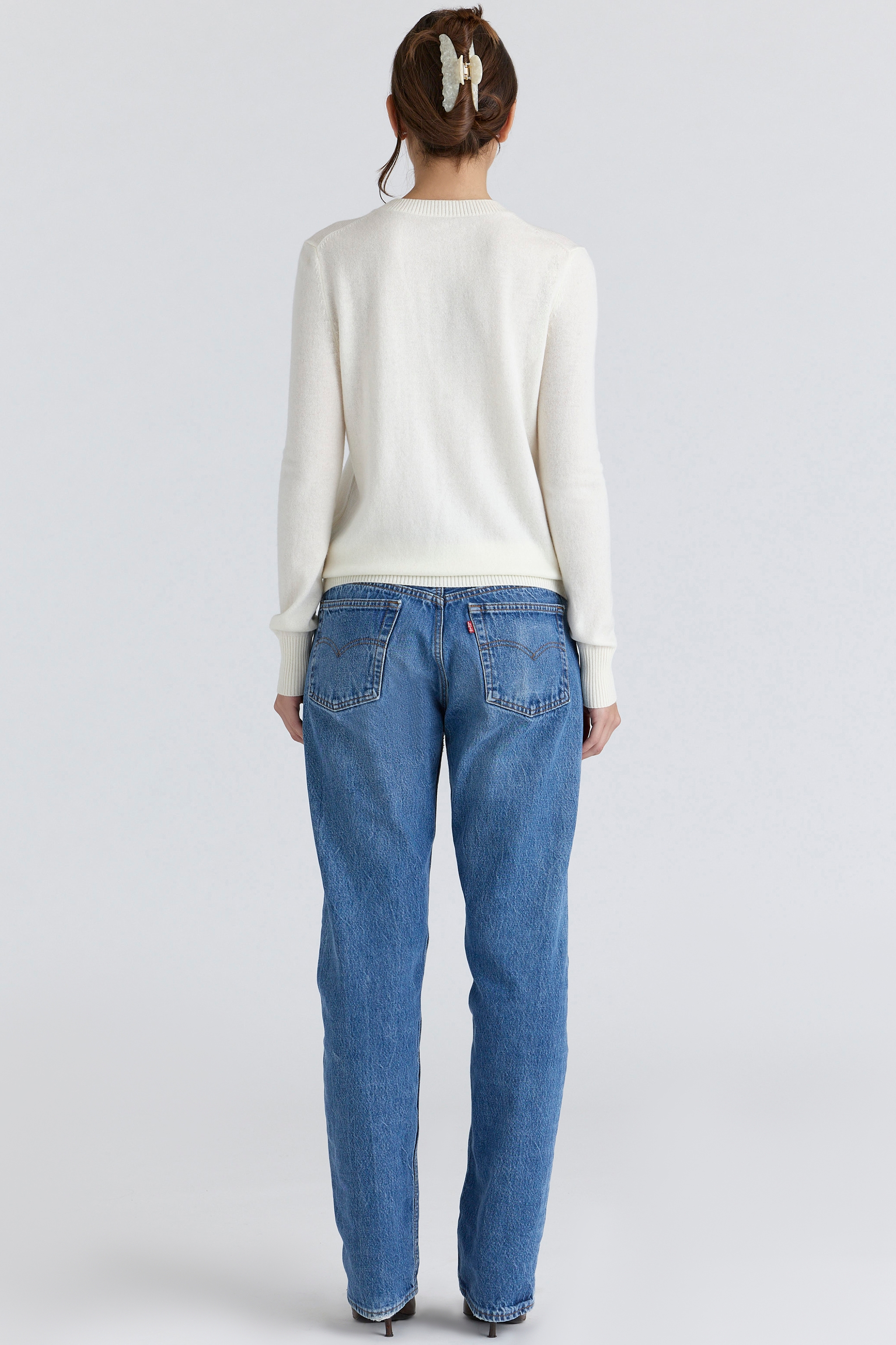 Rochelle  Ivory Cashmere + Wool Crew Neck Sweater — image 8
