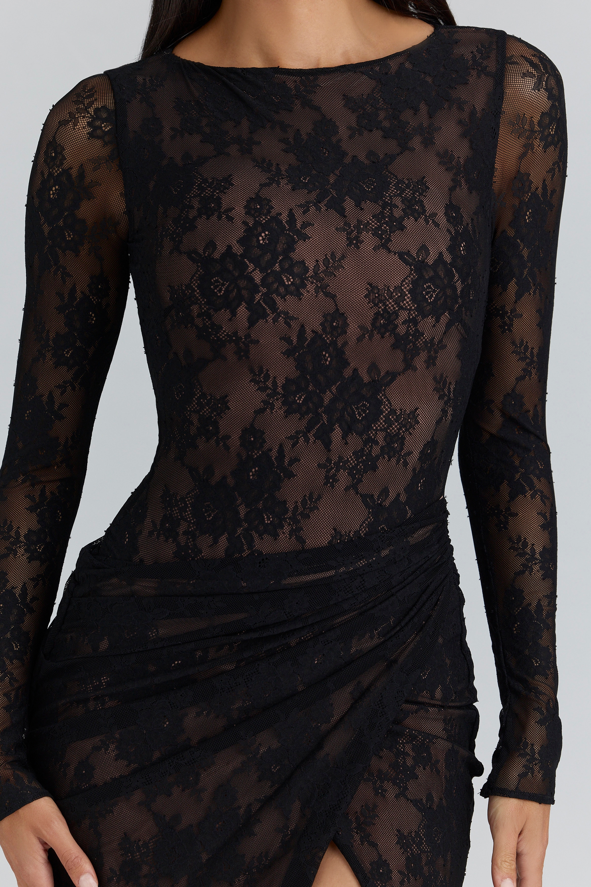 Sapphira  Black Lace Asymmetric Maxi Dress - Limited Edition — image 8
