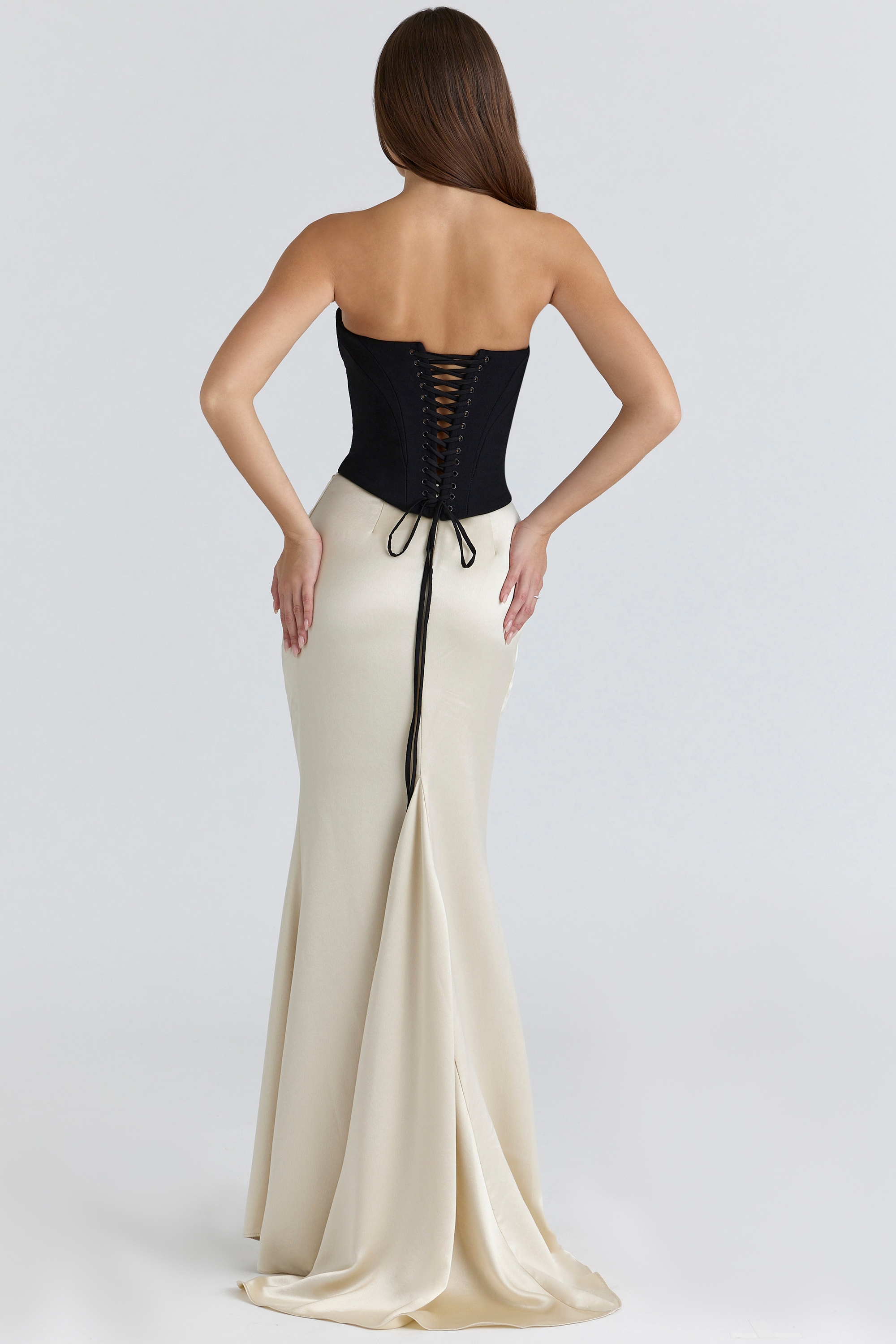 Sorcha  Black & Champagne Corset Maxi Gown — image 10