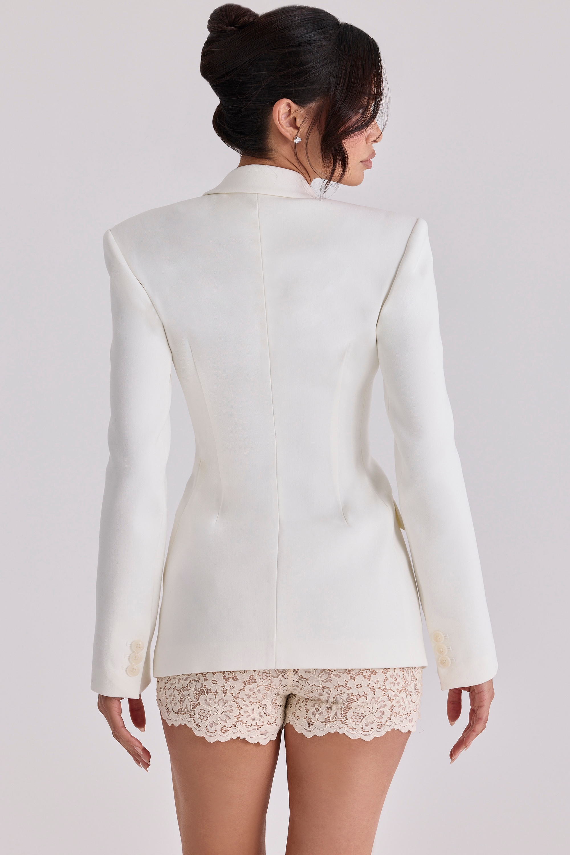 Luella  vintage ivory crepe hourglass blazer jacket — image 10