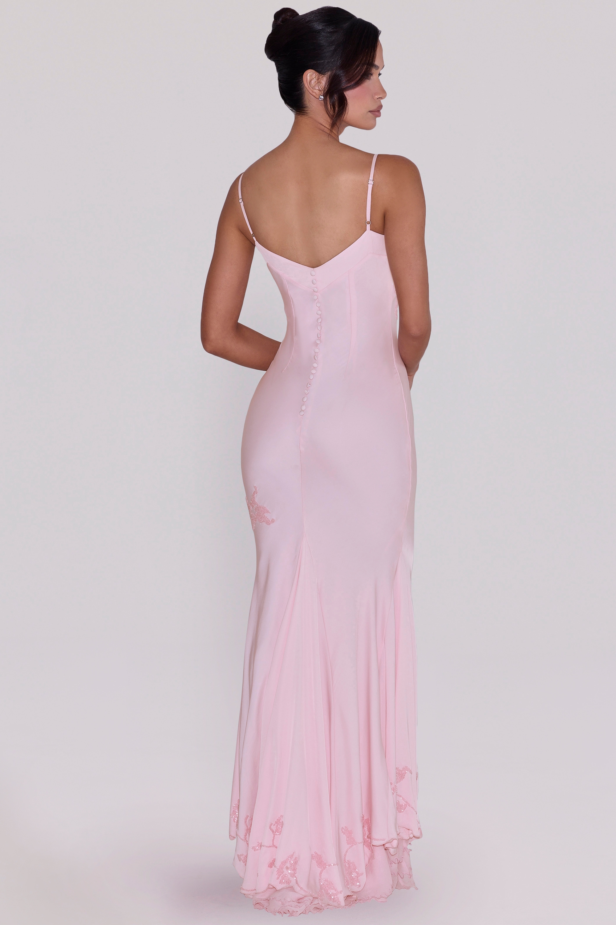 Anastelle  Pink Hand Beaded Embellished Satin Maxi Dress — image 10