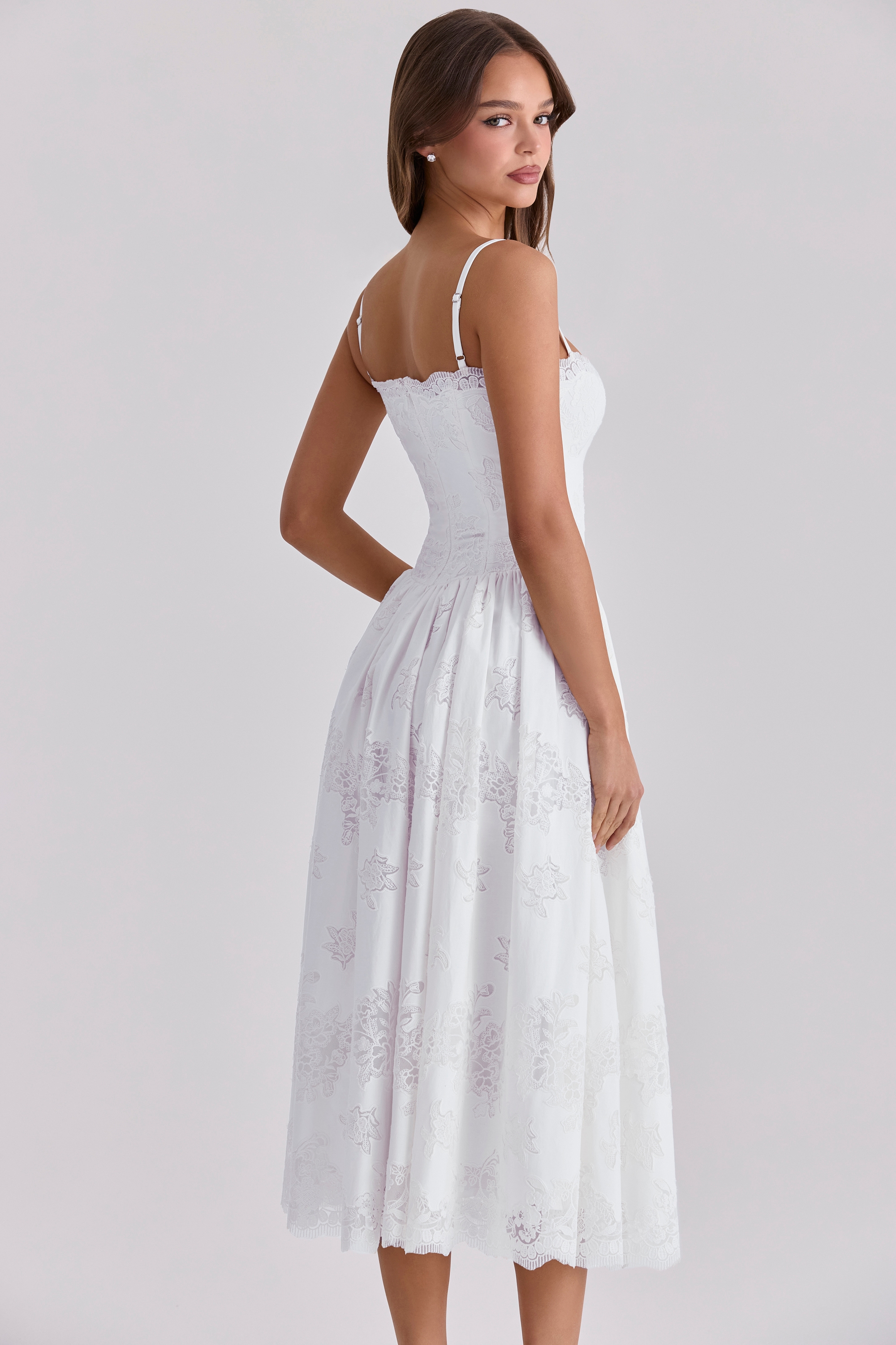Chloe  White Custom Lace + Cotton Midi Sundress — image 9