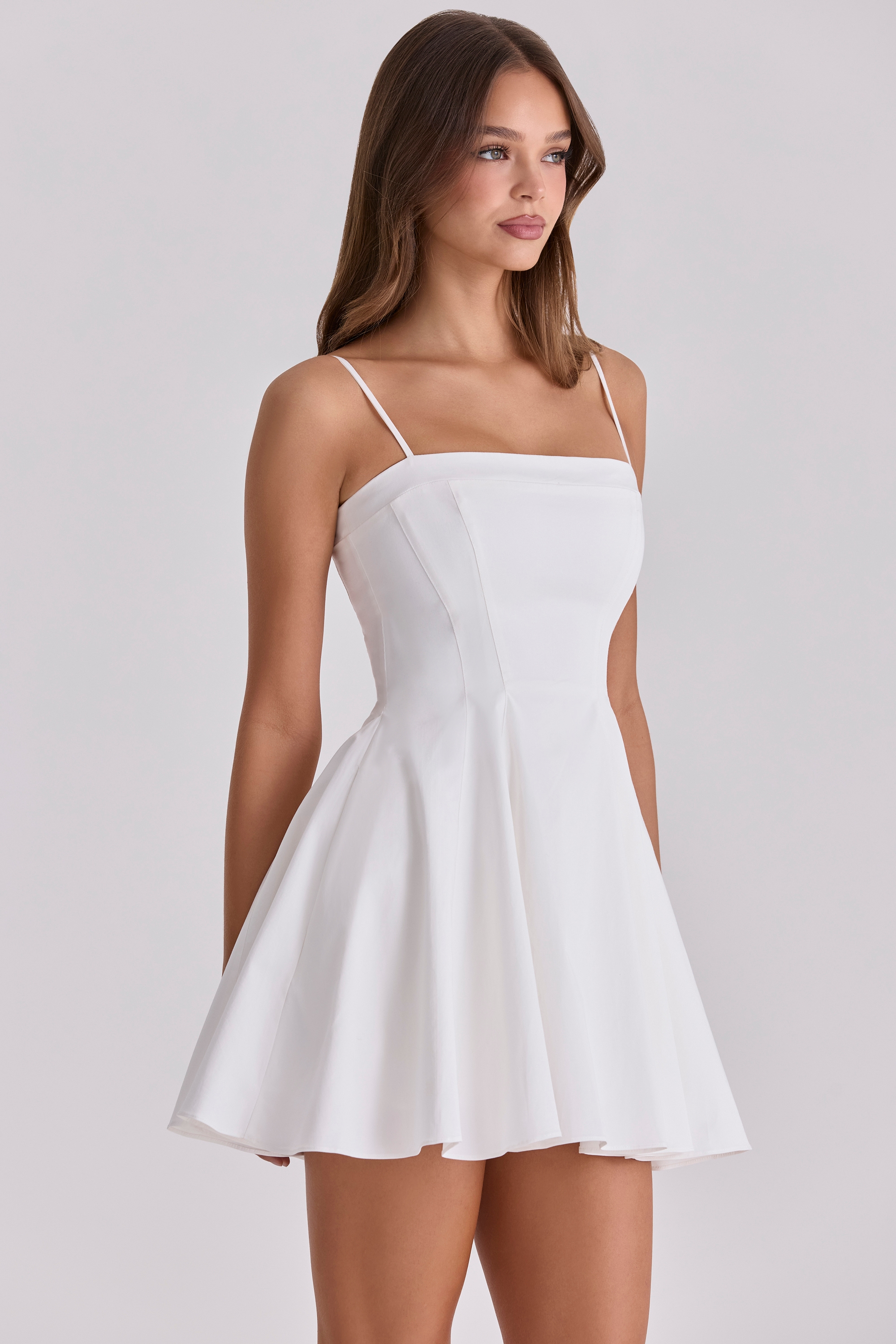 Dolly  White Cotton Flared Mini Sundress — image 6