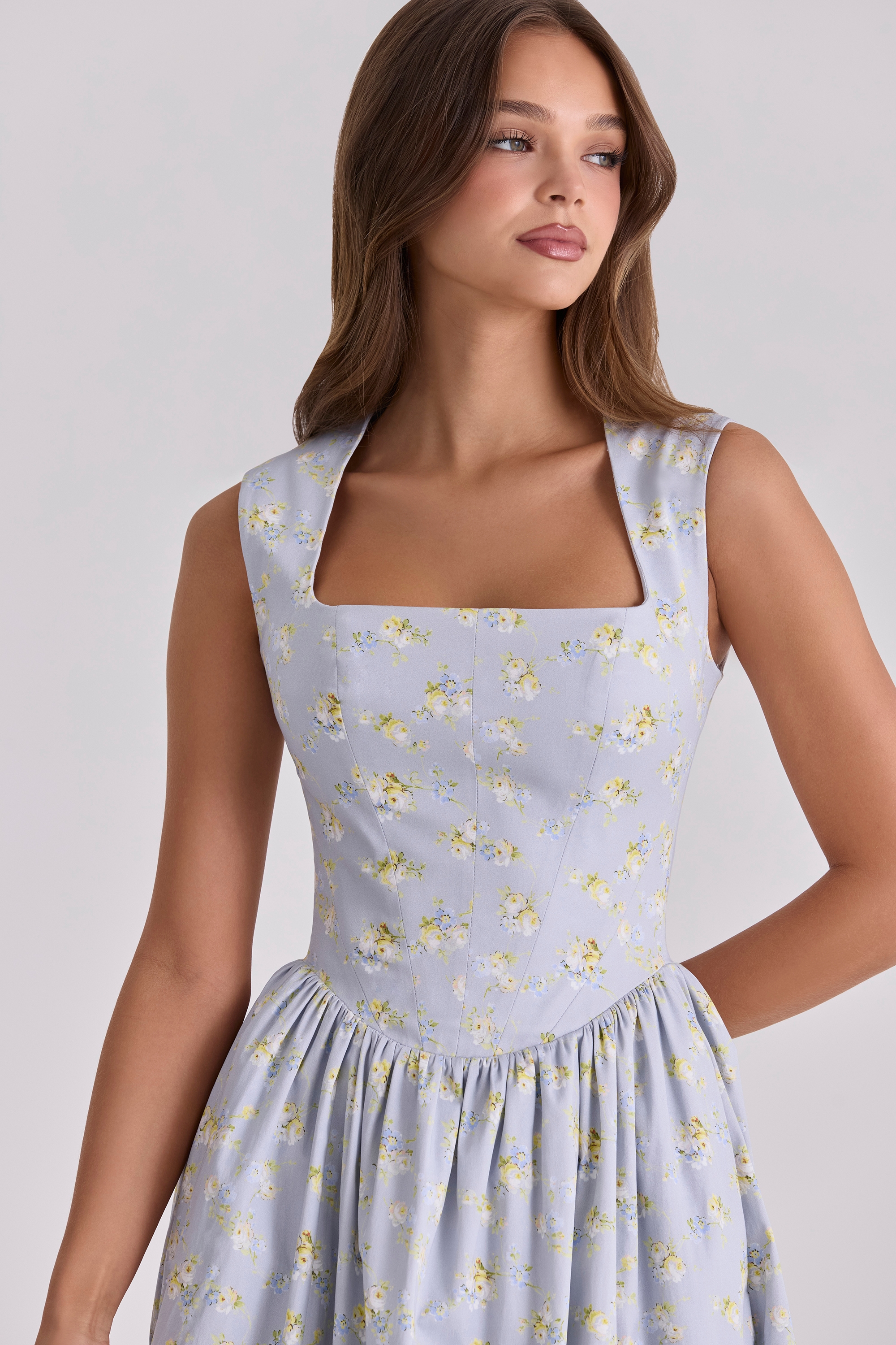 Emmy  Blue Wildflower Print Cotton Midi Sundress — image 3